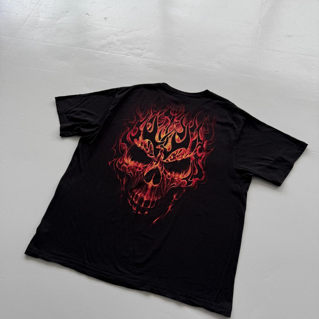 Black Gothic Skull Y2K 00s Vintage T-shirt - 2XL