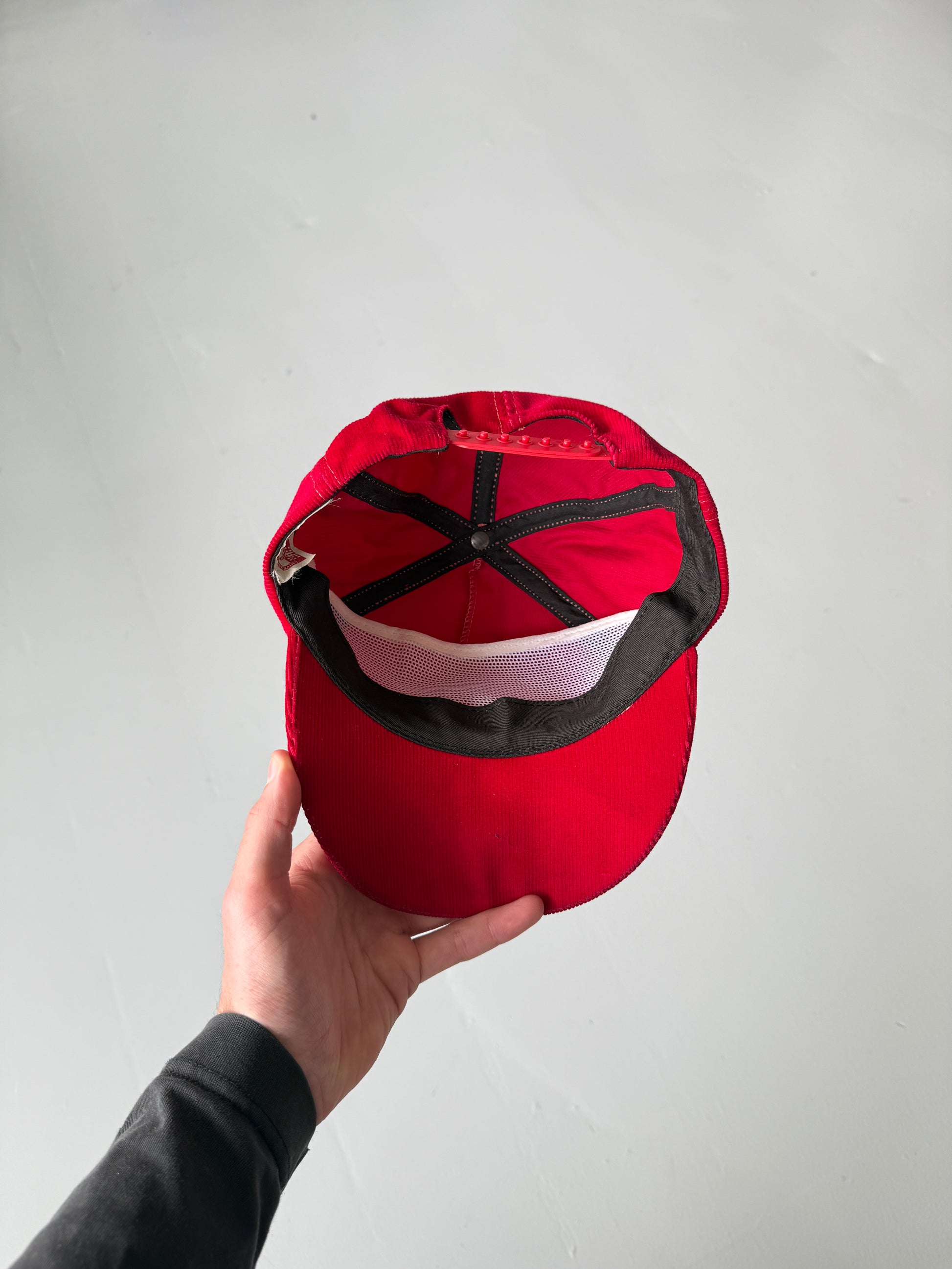 Red Rutgers Collage Vintage Corduroy SnapBack Trucker Cap