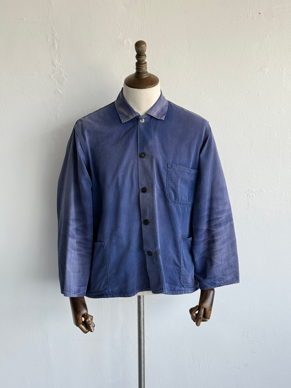 Thrashed Blue French 1950's Vintage Workwear Chore Jacket CH487 - Small