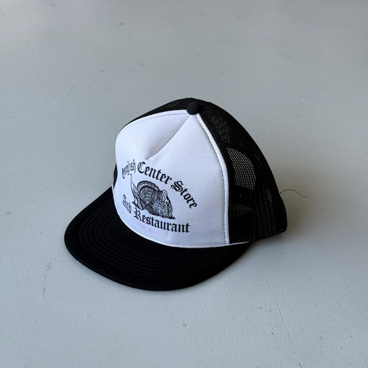 White Black English Centre Store Vintage Mesh and Foam SnapBack Trucker Cap