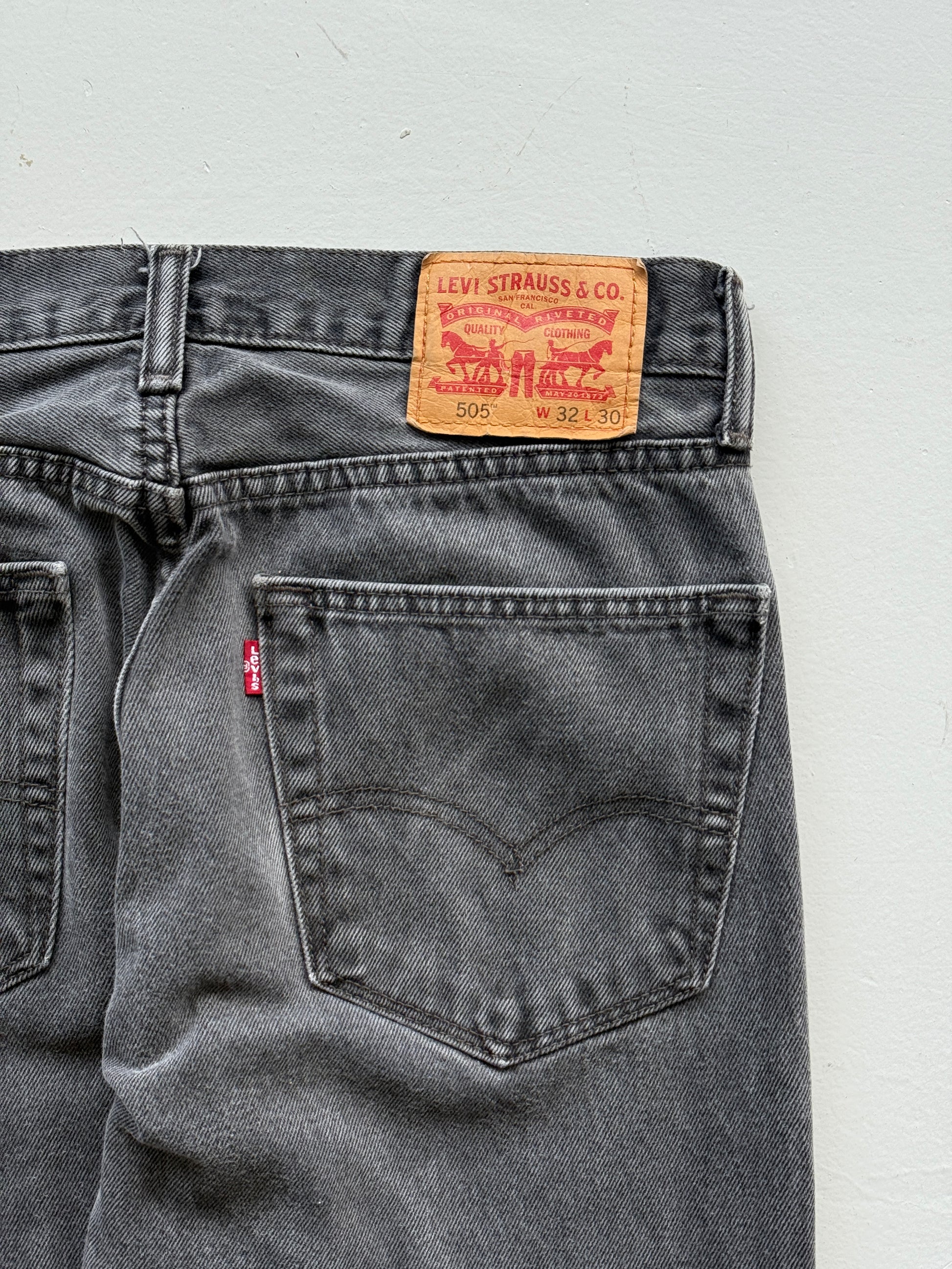 Grey Levi's 505 Denim Straight Leg Vintage Jeans - 32” x 28”
