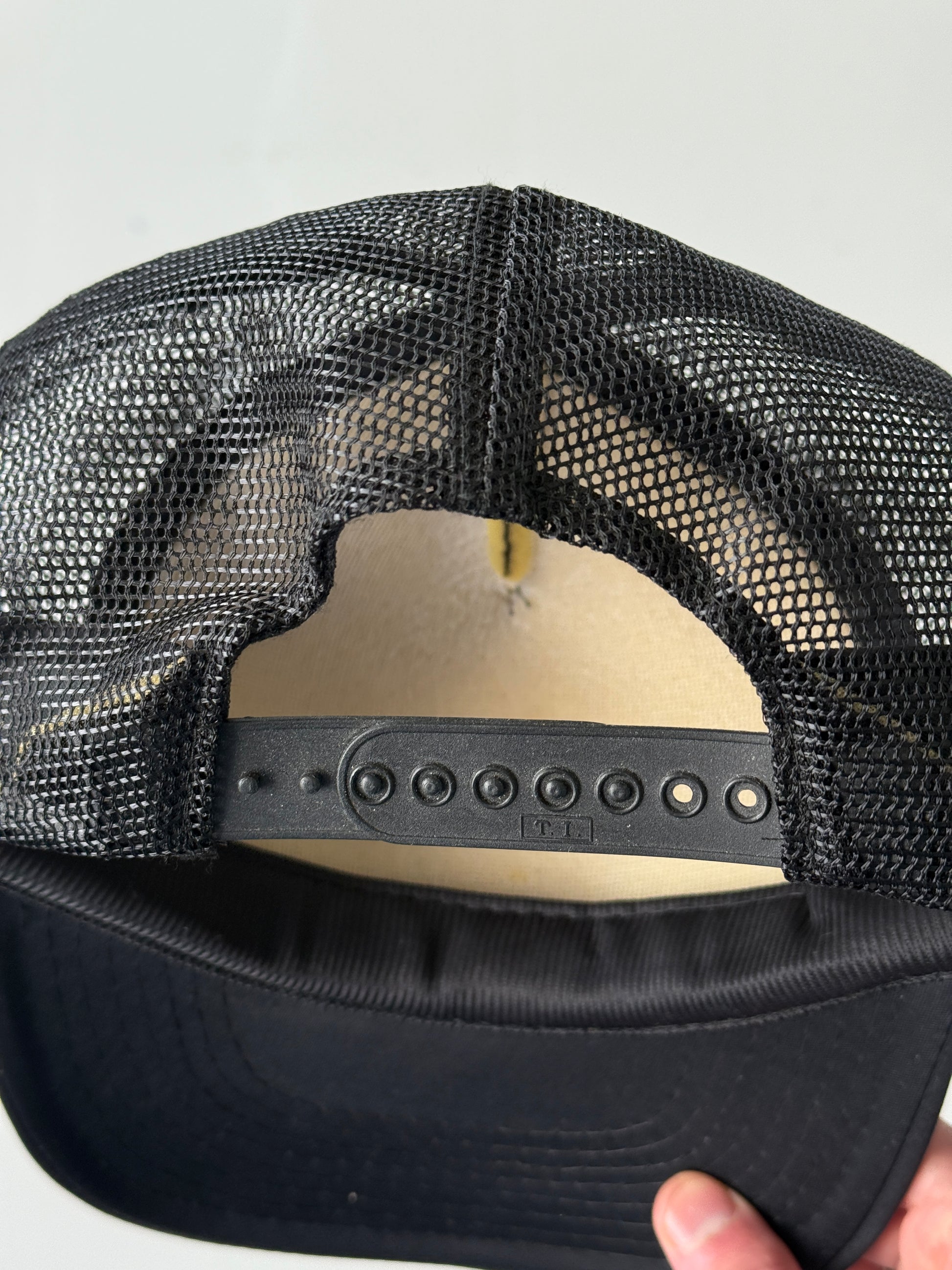 Black Overhead Crane Vintage Foam and Mesh Workwear SnapBack Trucker Cap