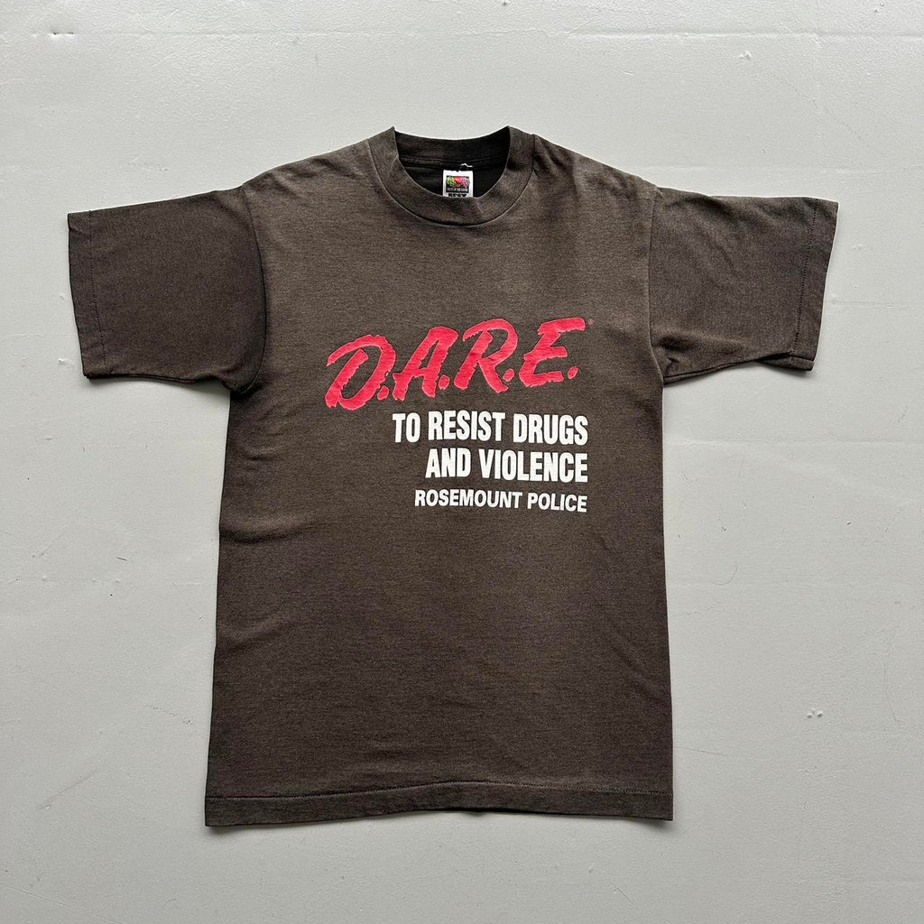 Faded Grey Dare To Keep Kids Off Drugs Vintage 90's Graphic T-shirt - Medium