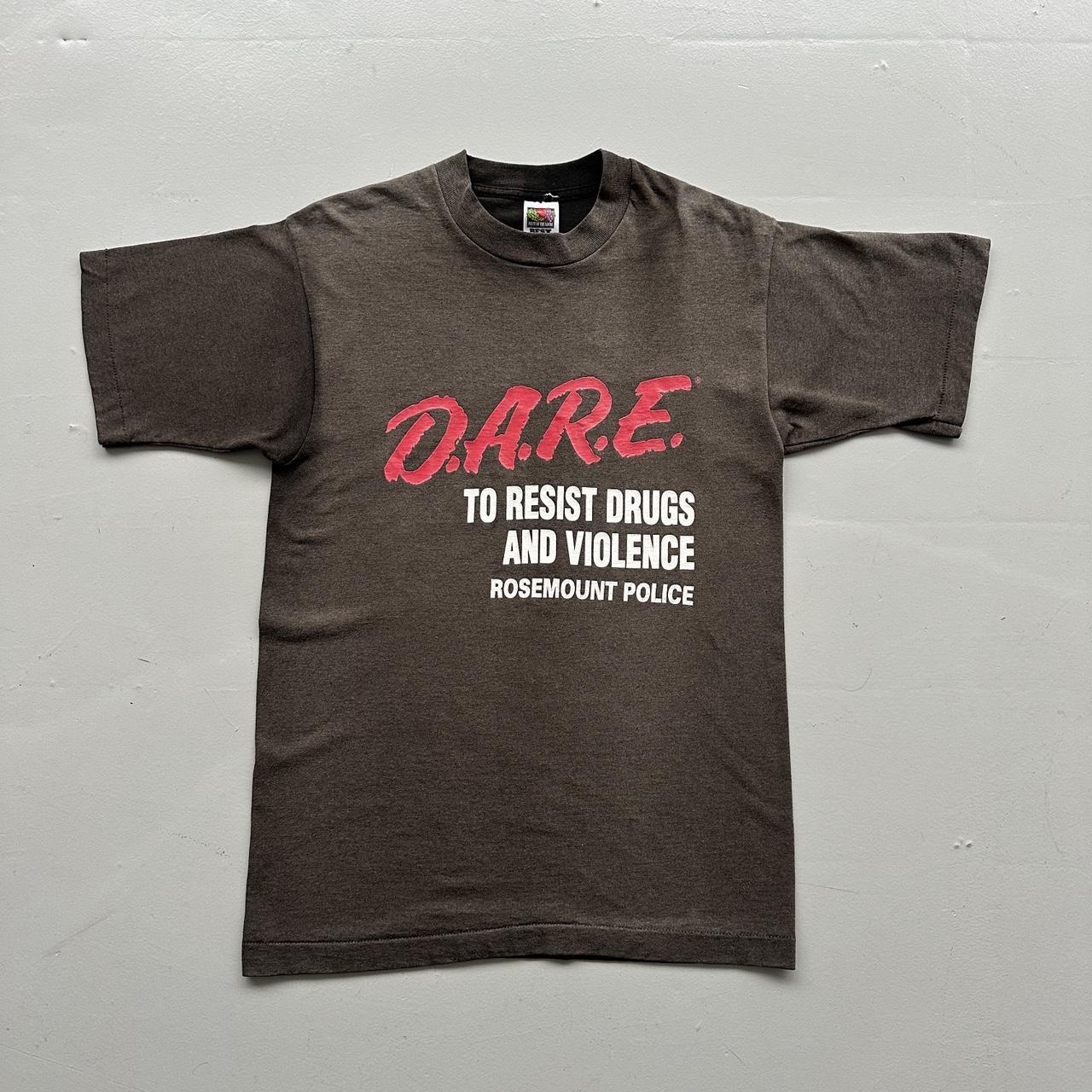 Faded Grey Dare To Keep Kids Off Drugs Vintage 90's Graphic T-shirt - Medium
