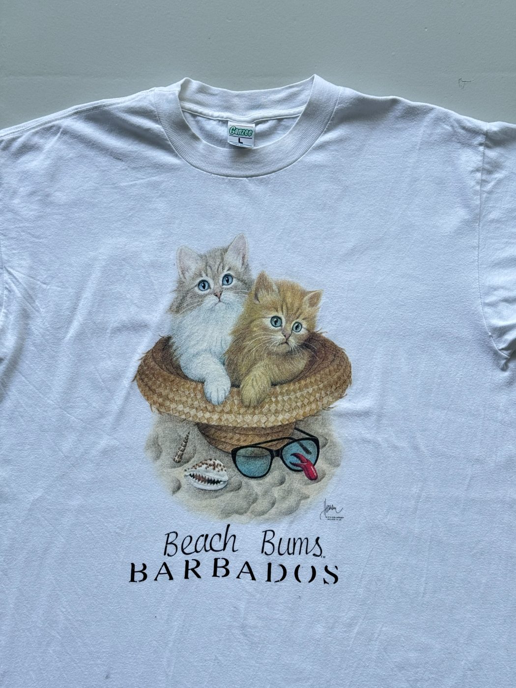 Ganzee Beach Bums Barbados Vintage Tourist Graphic T-Shirt - Large