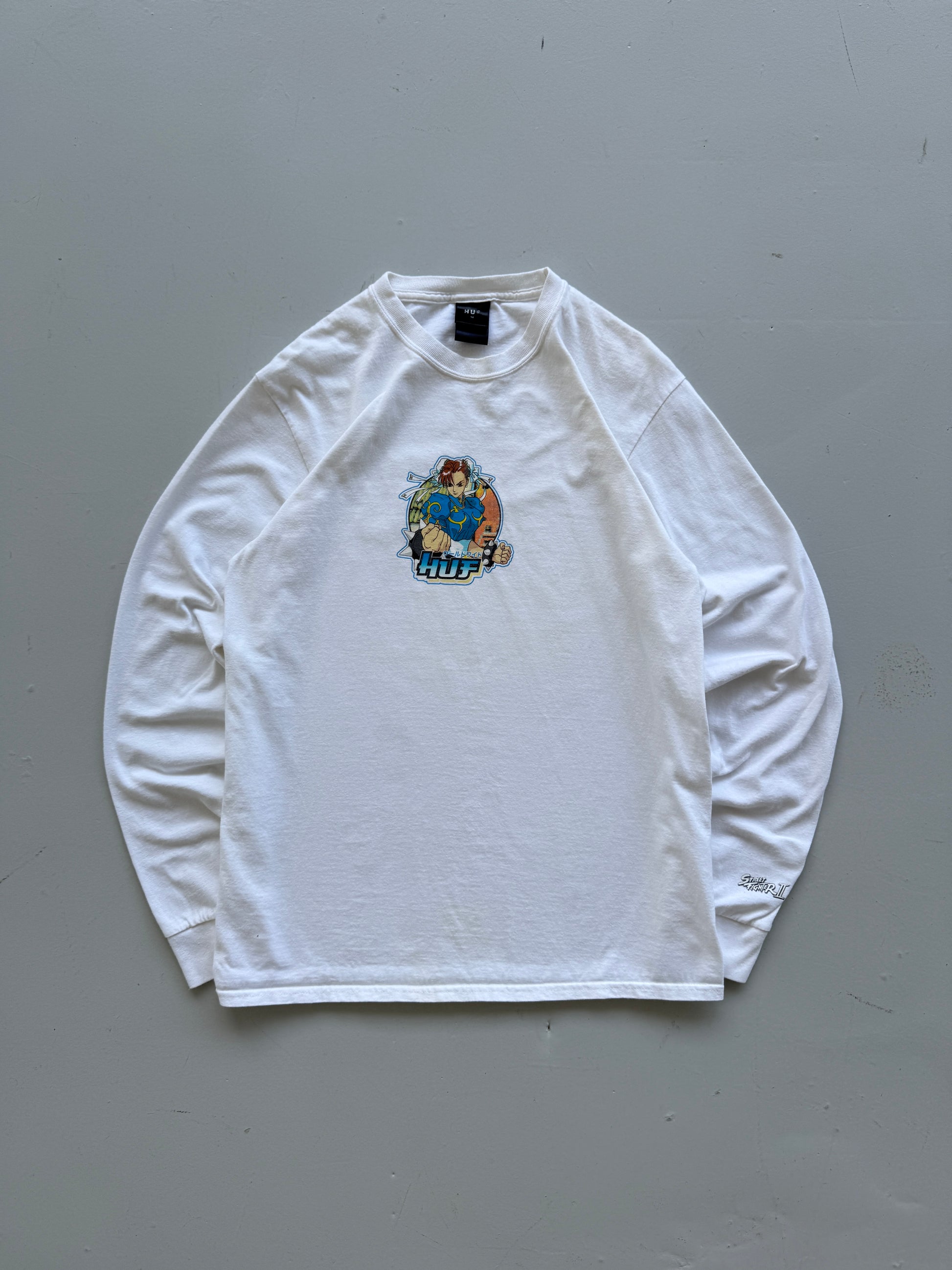 White HUF Skateboarding x Street Fighter Vintage Long Sleeve T-Shirt - Small