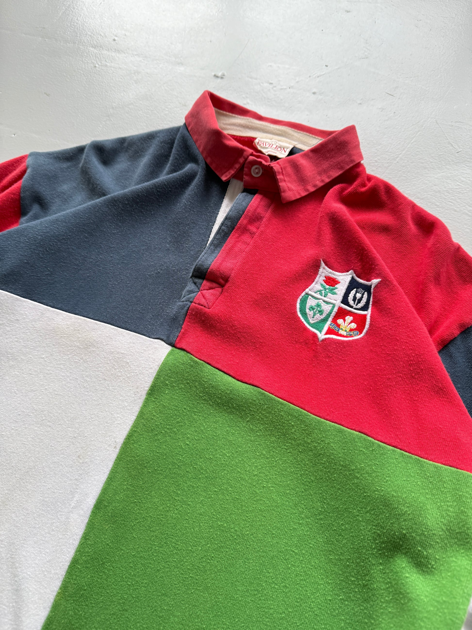 British and Irish Lions 80's Vintage Long Sleeve Rugby Jersey Polo - Large
