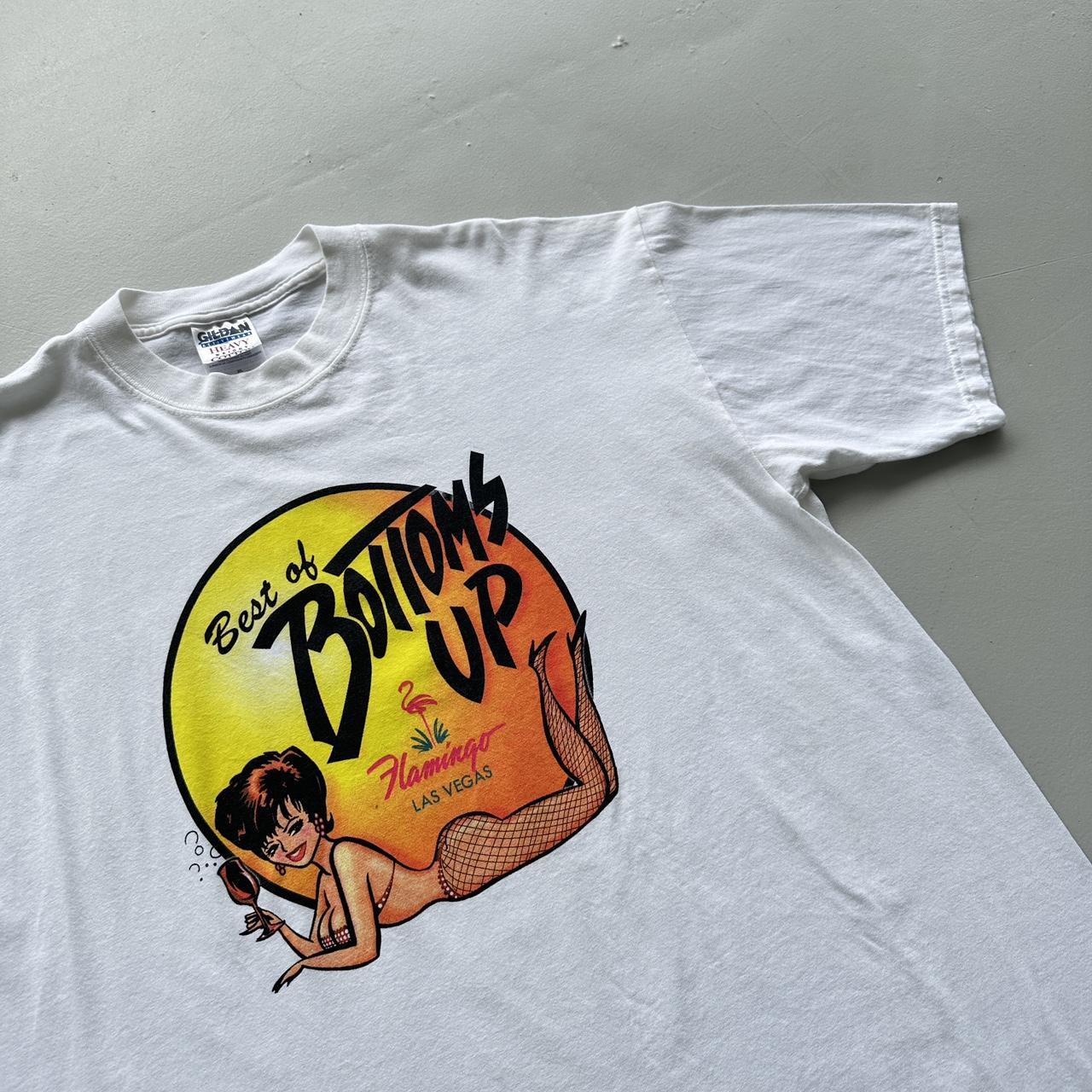 White Bottom's Up Pin Up Casino 00's Vintage T-shirt - XL