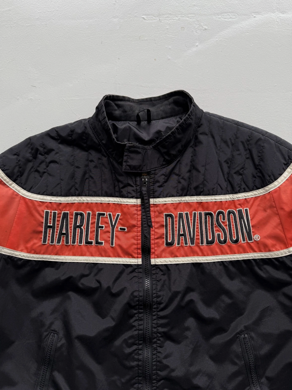 Black Harley Davidson 00's Vintage Made in USA Biker Jacket - Large