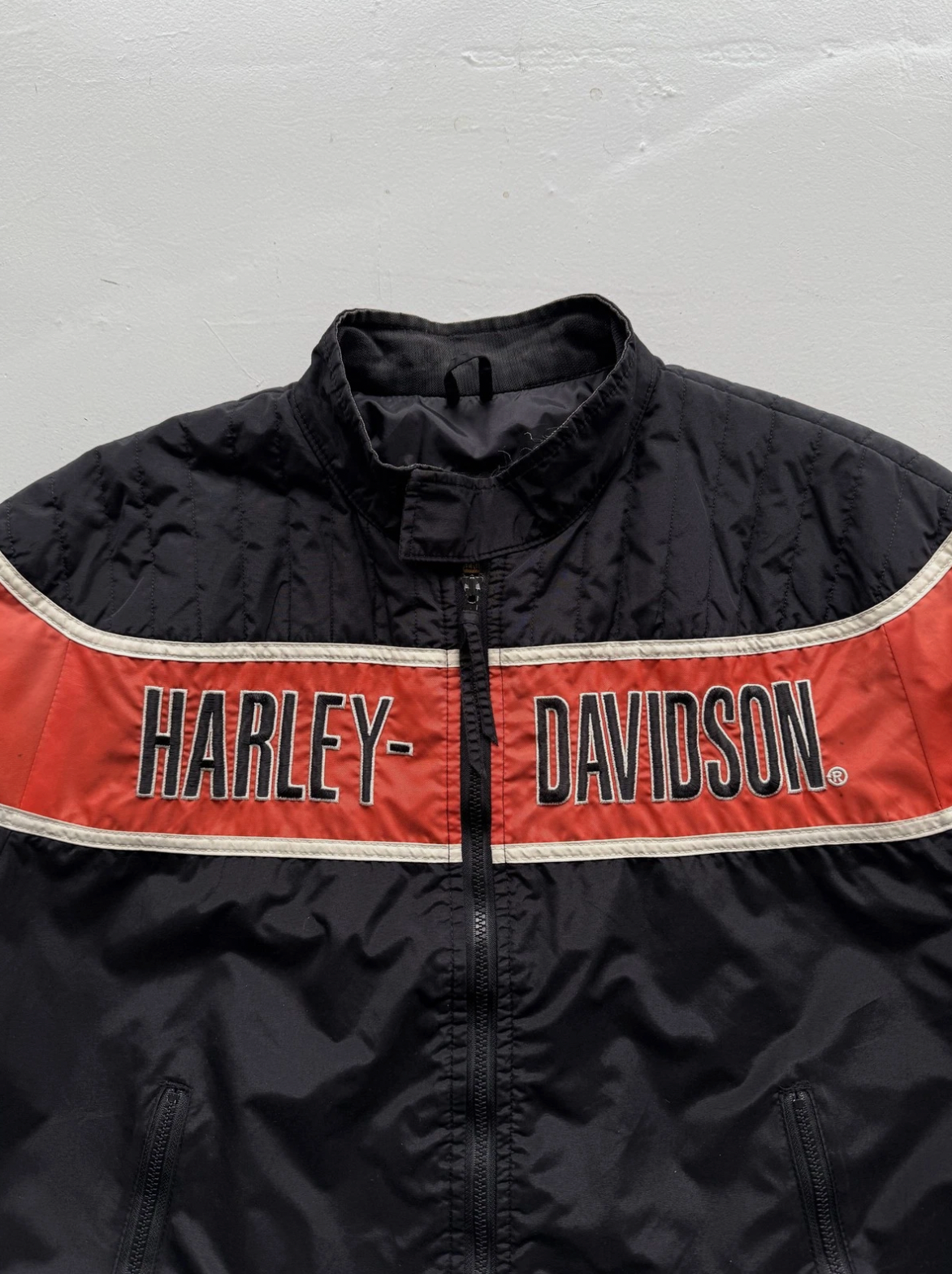 Black Harley Davidson 00's Vintage Made in USA Biker Jacket - Large