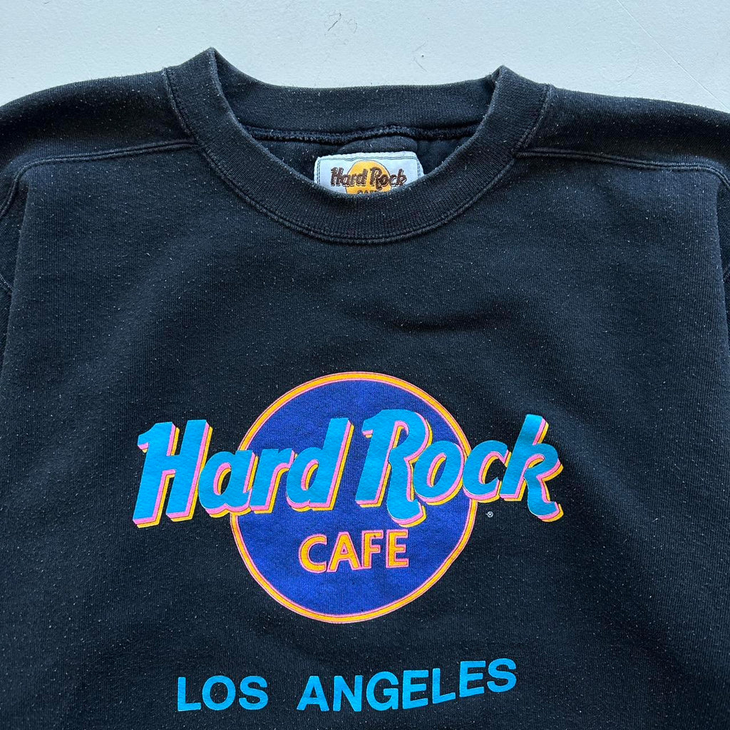 Faded Black Hard Rock Cafe 90s Vintage Sweatshirt - Small