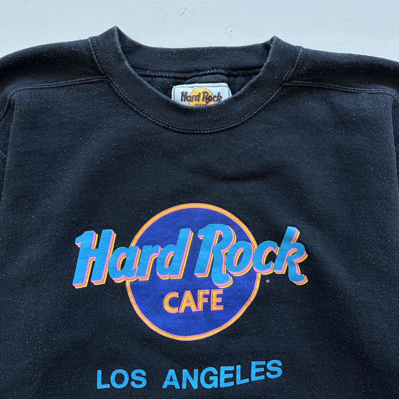 Faded Black Hard Rock Cafe 90s Vintage Sweatshirt - Small