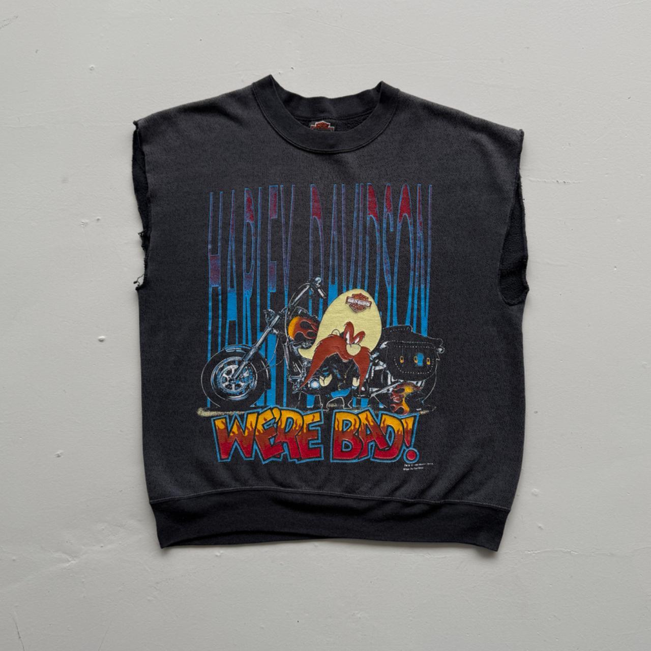 Blue Harley Davidson 90s Vintage Graphic Sweater Vest - Medium