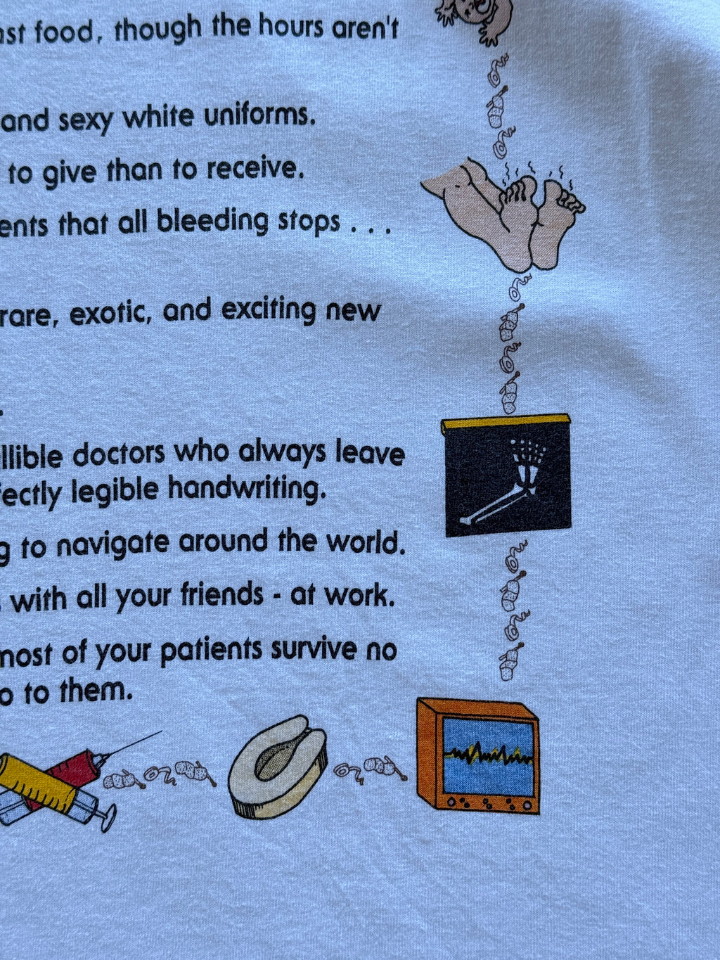 White Top Ten Reasons to Become a Nurse 90's Vintage Graphic T-Shirt - XL
