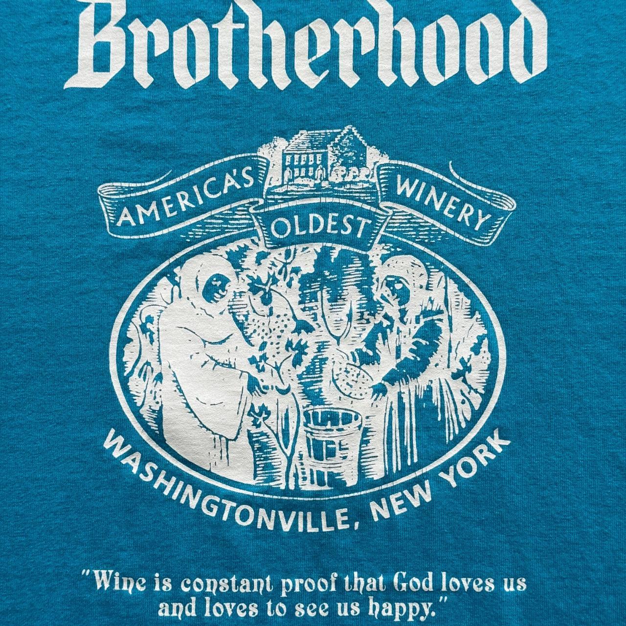 Blue Brotherhood Winery 90s Vintage Graphic T-Shirt - Large