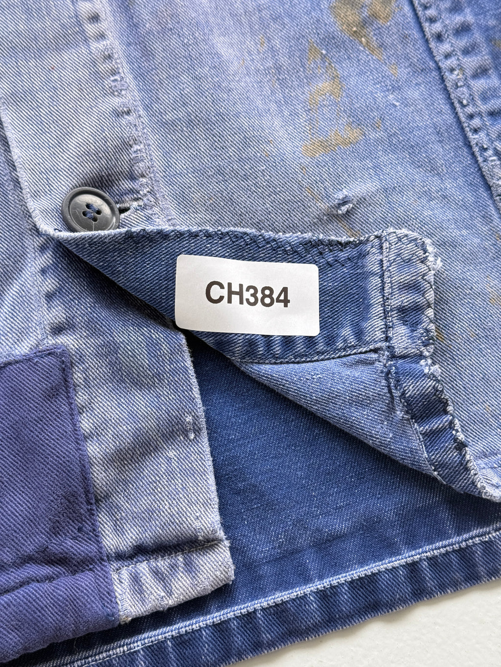 Thrashed Blue French 60's/70's Vintage Workwear Chore Jacket CH384 - Medium