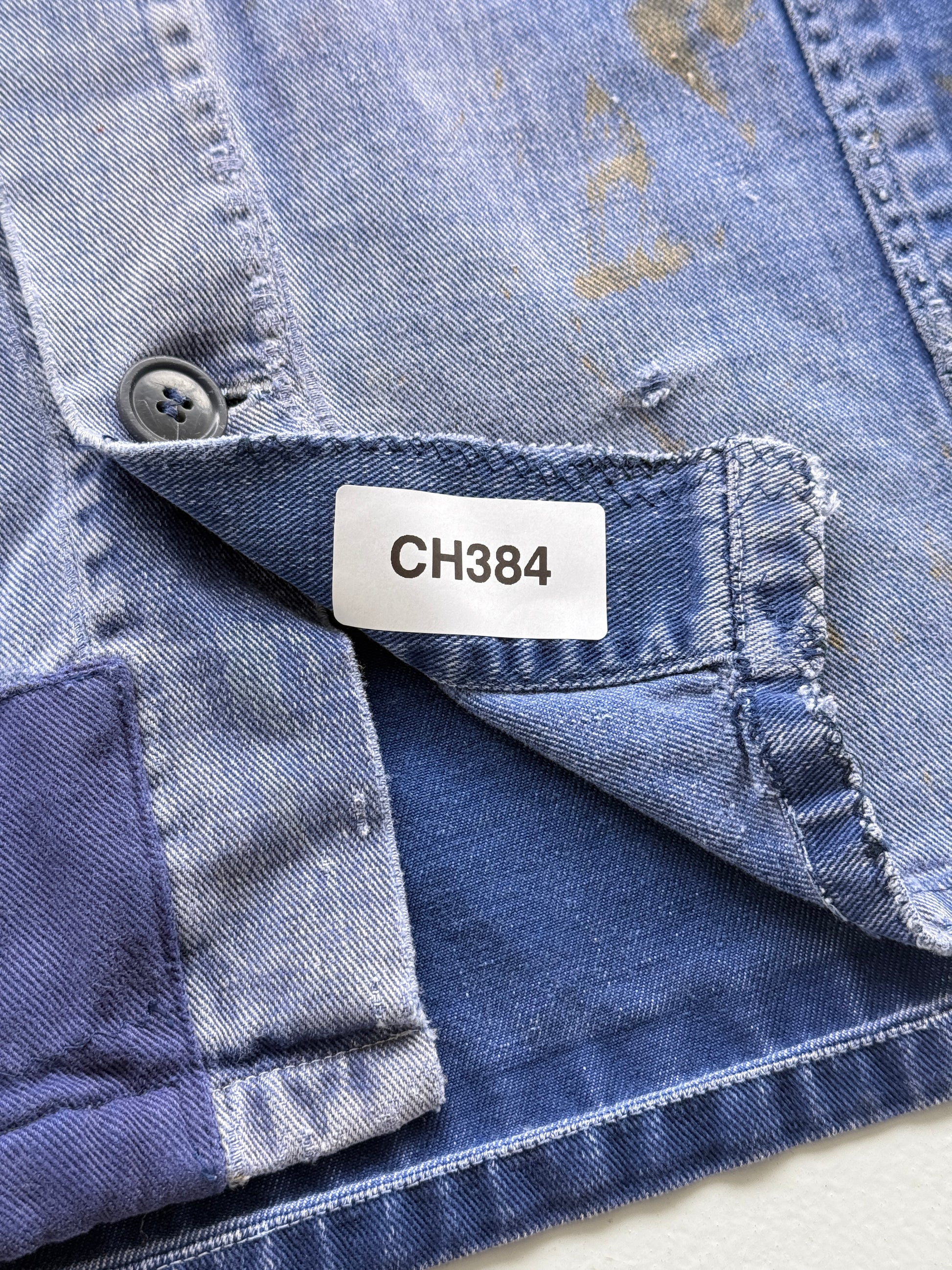Thrashed Blue French 60's/70's Vintage Workwear Chore Jacket CH384 - Medium