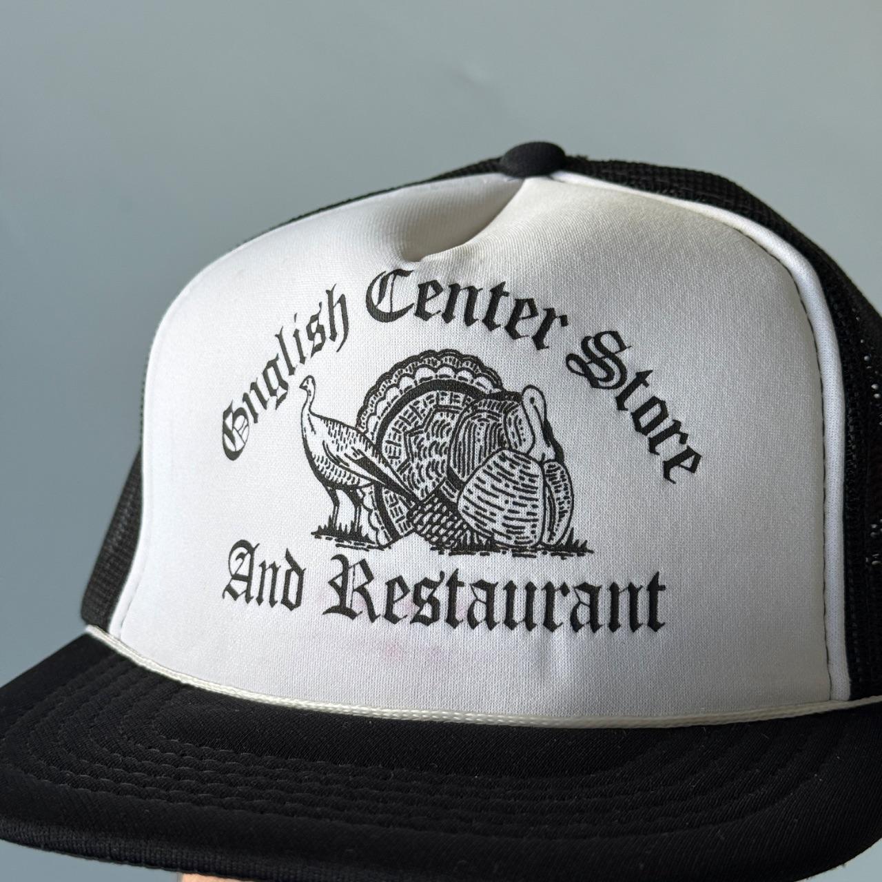 White Black English Centre Store Vintage Mesh and Foam SnapBack Trucker Cap