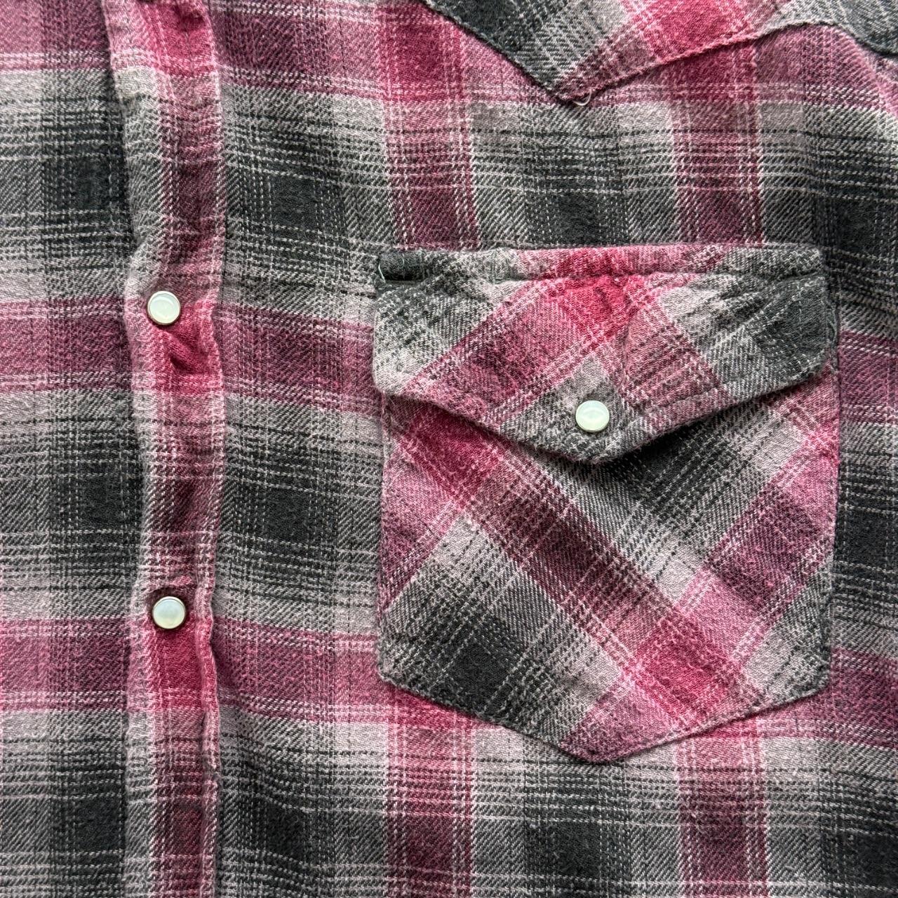 Pink and Black Checkered Western 90s Vintage Long Sleeve Shirt - XL