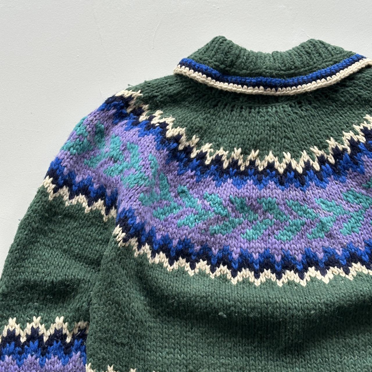 Green Ecuadorian 80s Chunky Knit Jumper - Large