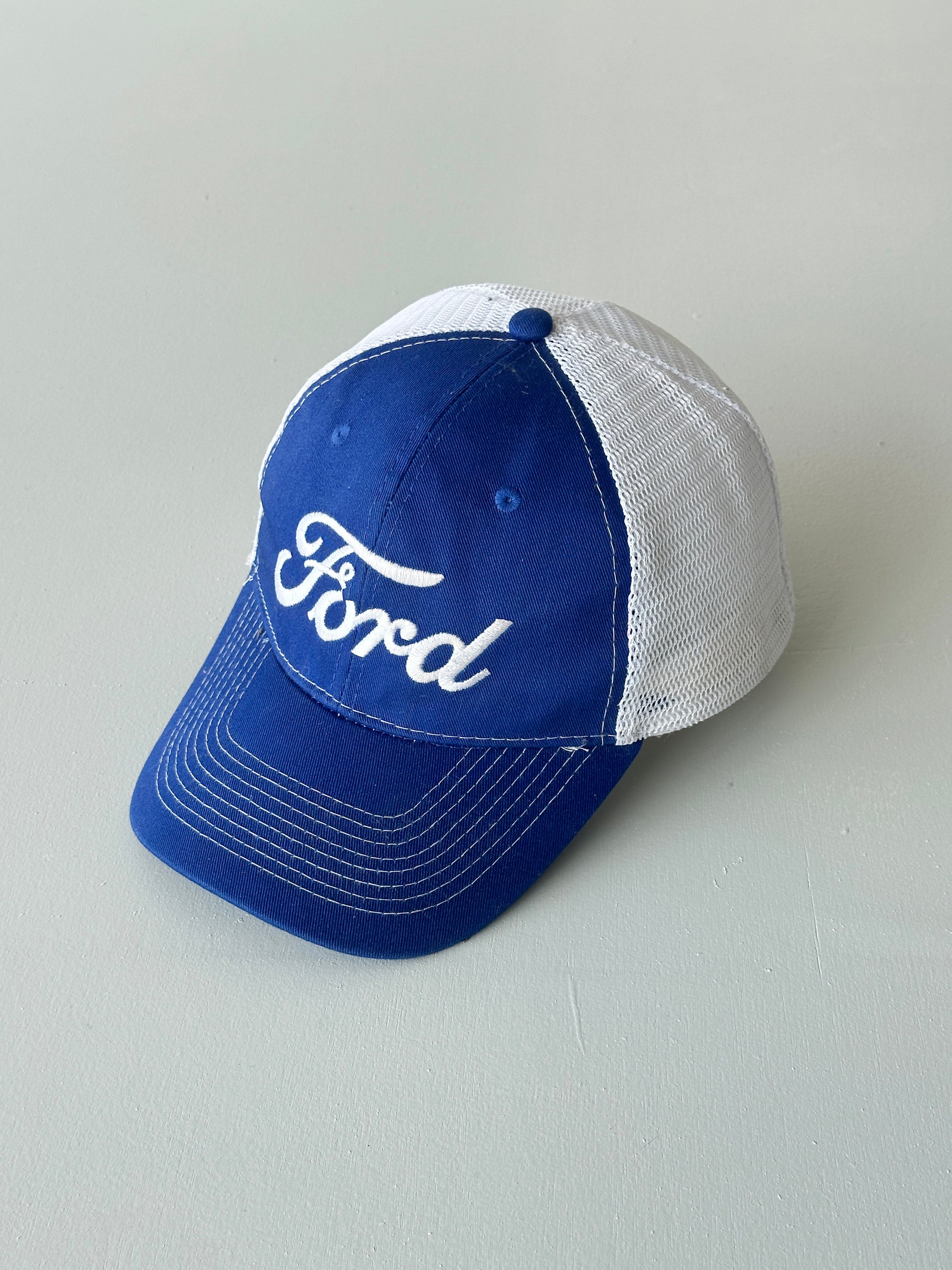 Blue / White Ford Vintage Mesh SnapBack Trucker Cap