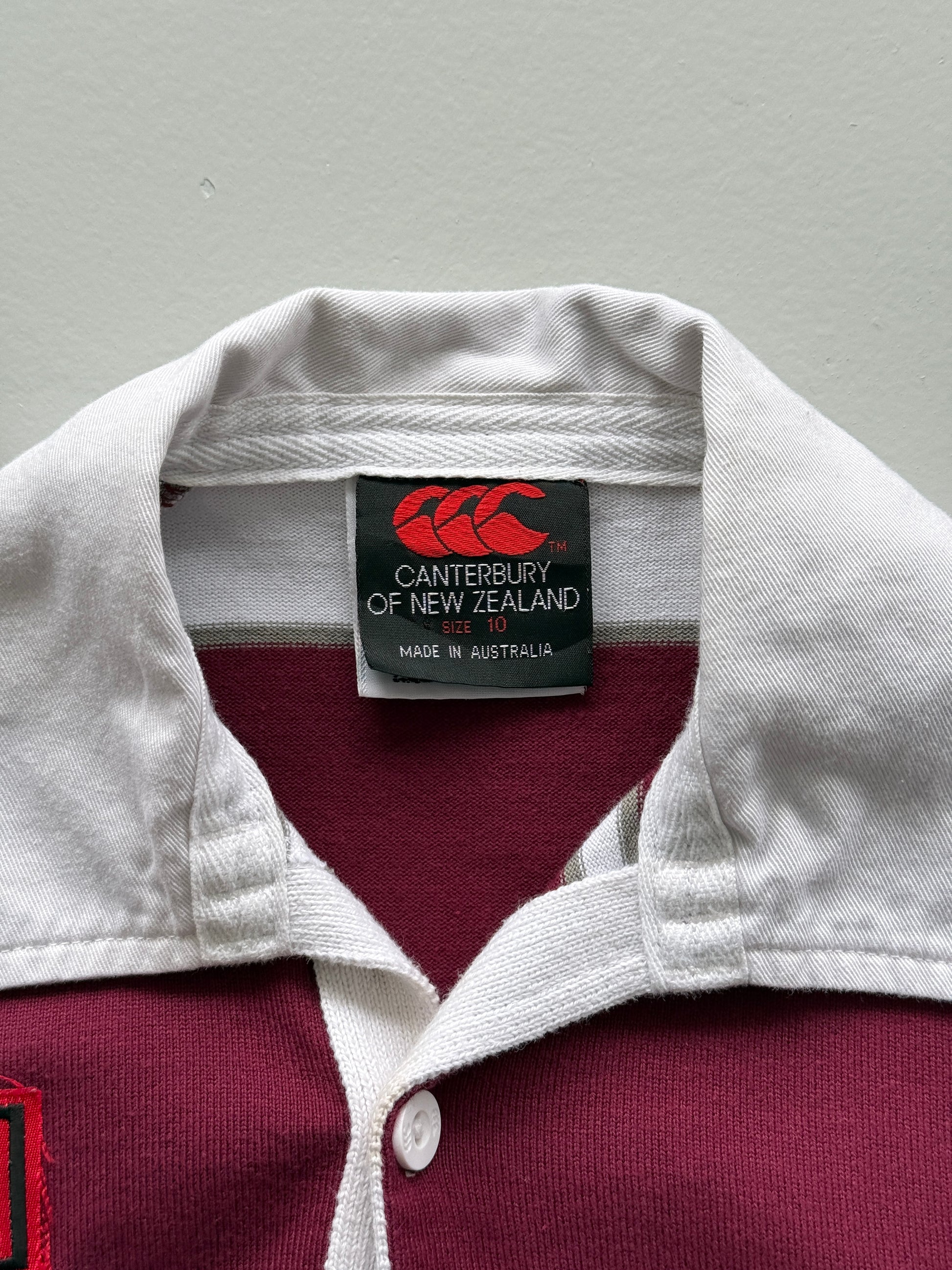 Maroon Queensland Origins 90's Vintage Long Sleeve Rugby League Jersey - Kids 10