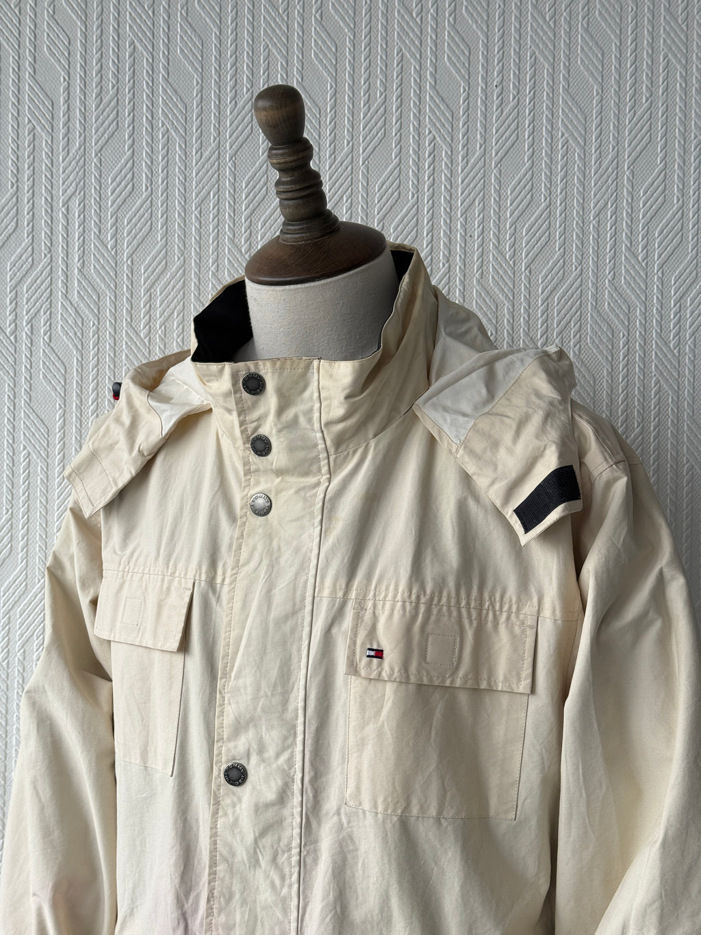 Black / Cream Reversible Tommy Hilfiger 00's Vintage Deck Jacket - Large