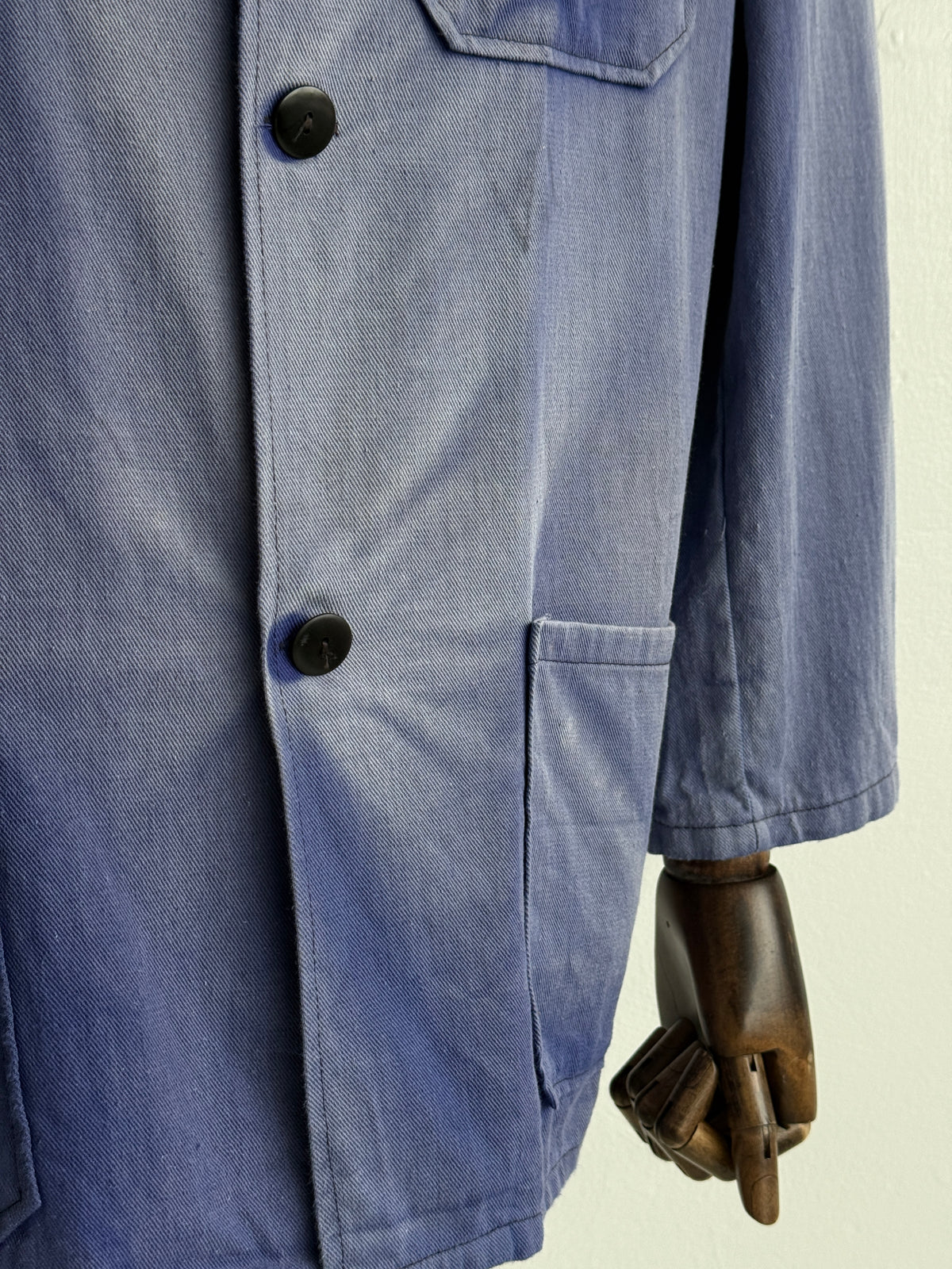 Faded Blue French 1970's Vintage Workwear Chore Jacket CH389 - Small