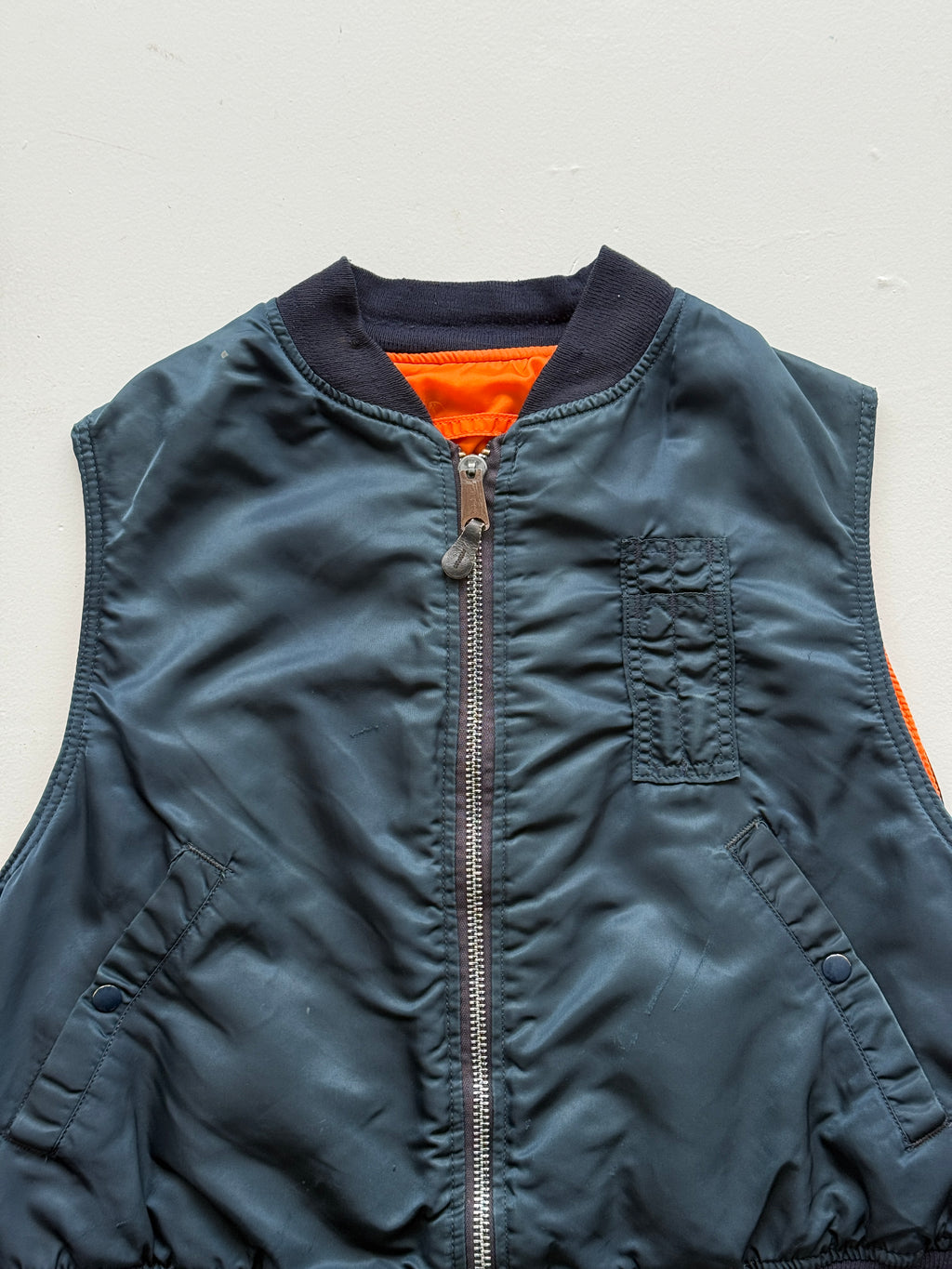 Alpha Industries Reversible Made in USA 80's Vintage MA-1 Bomber Vest - Large