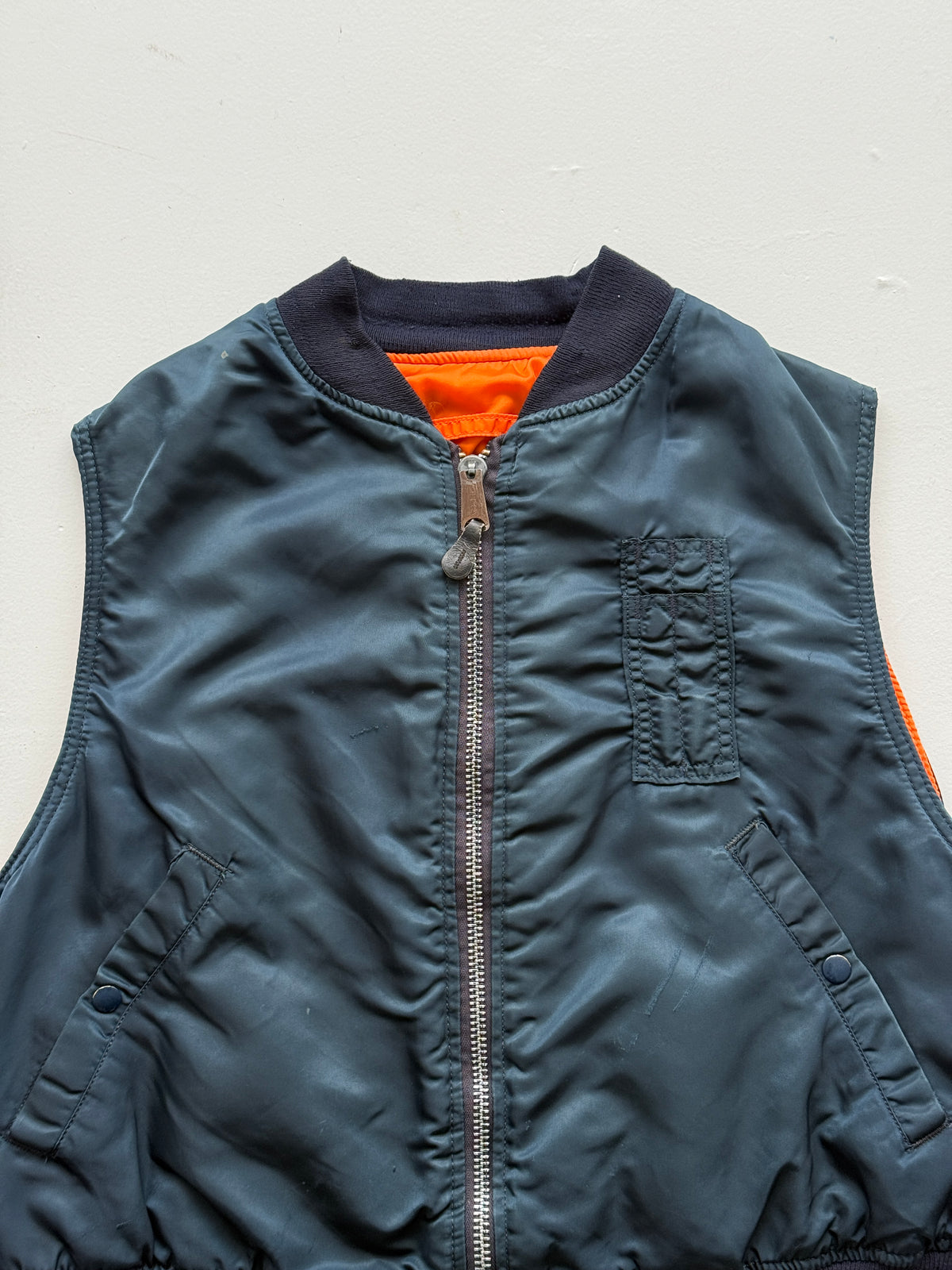 Alpha Industries Reversible Made in USA 80's Vintage MA-1 Bomber Vest - Large