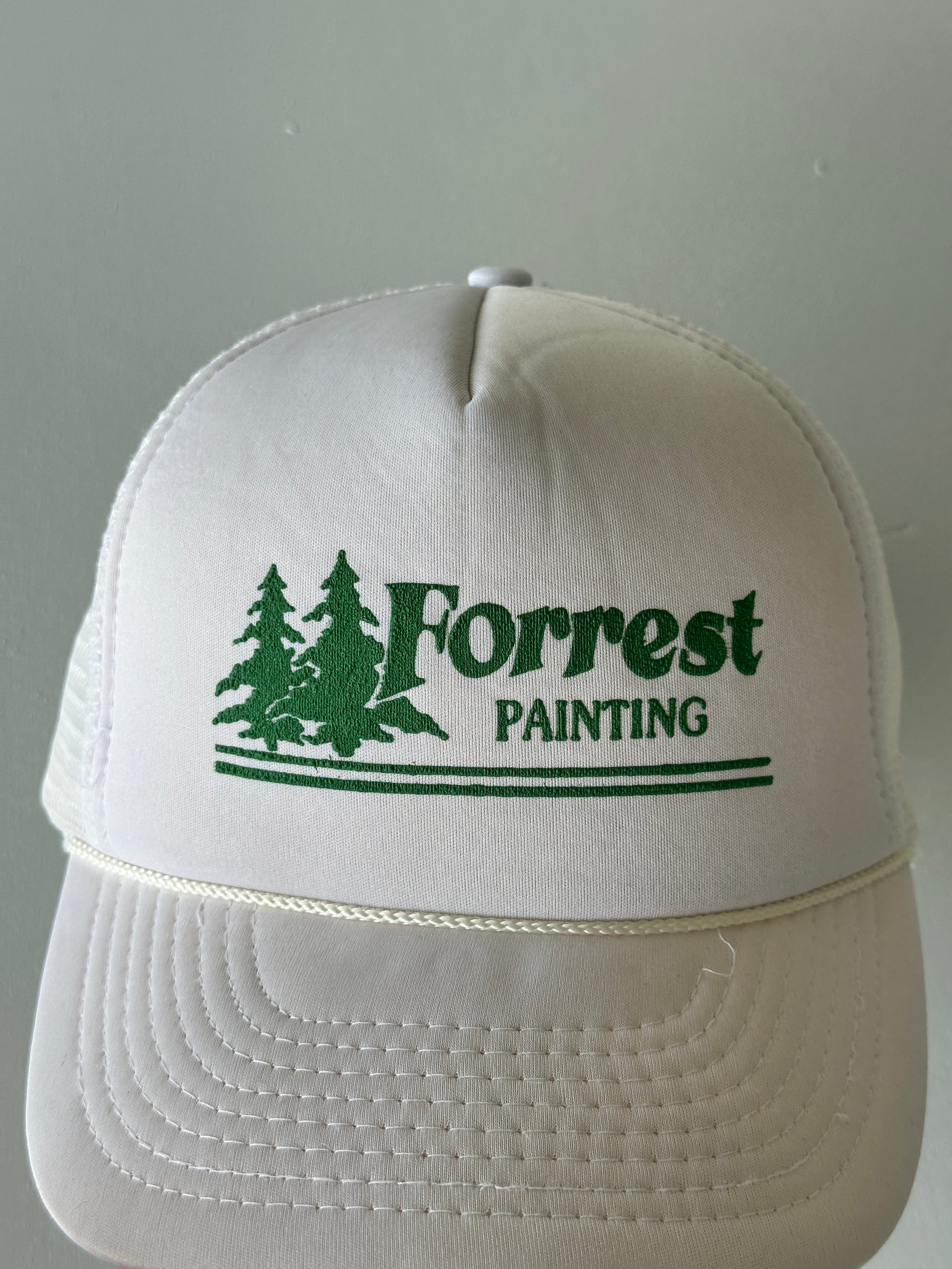 White Forrest Painting 90's Vintage Foam and Mesh SnapBack Trucker Cap