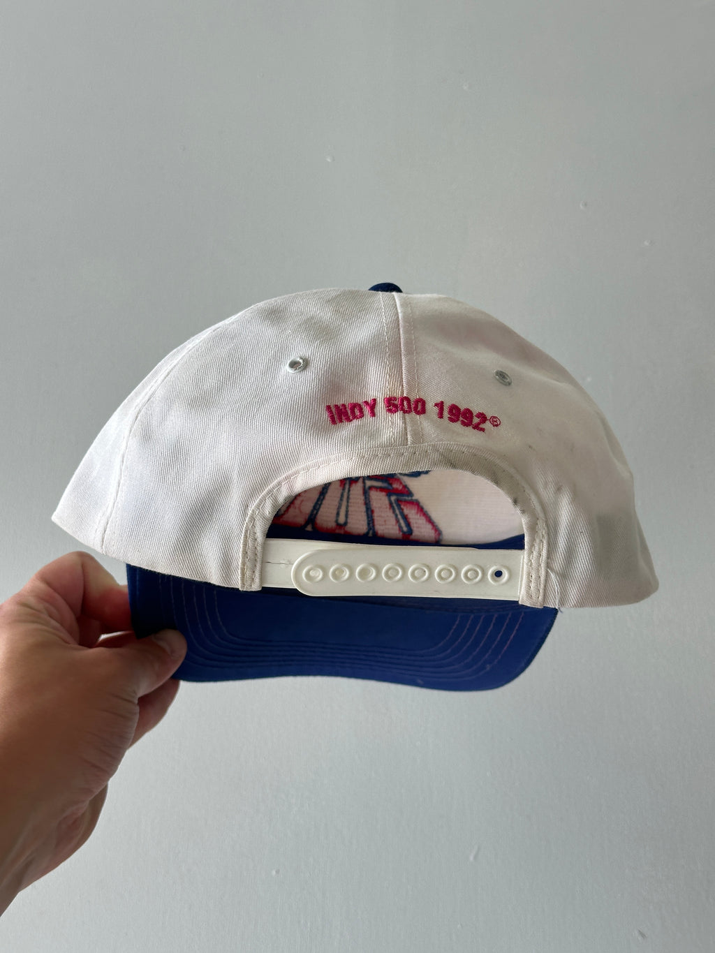 White / Navy Indianapolis 500 1992 Vintage SnapBack Trucker Cap