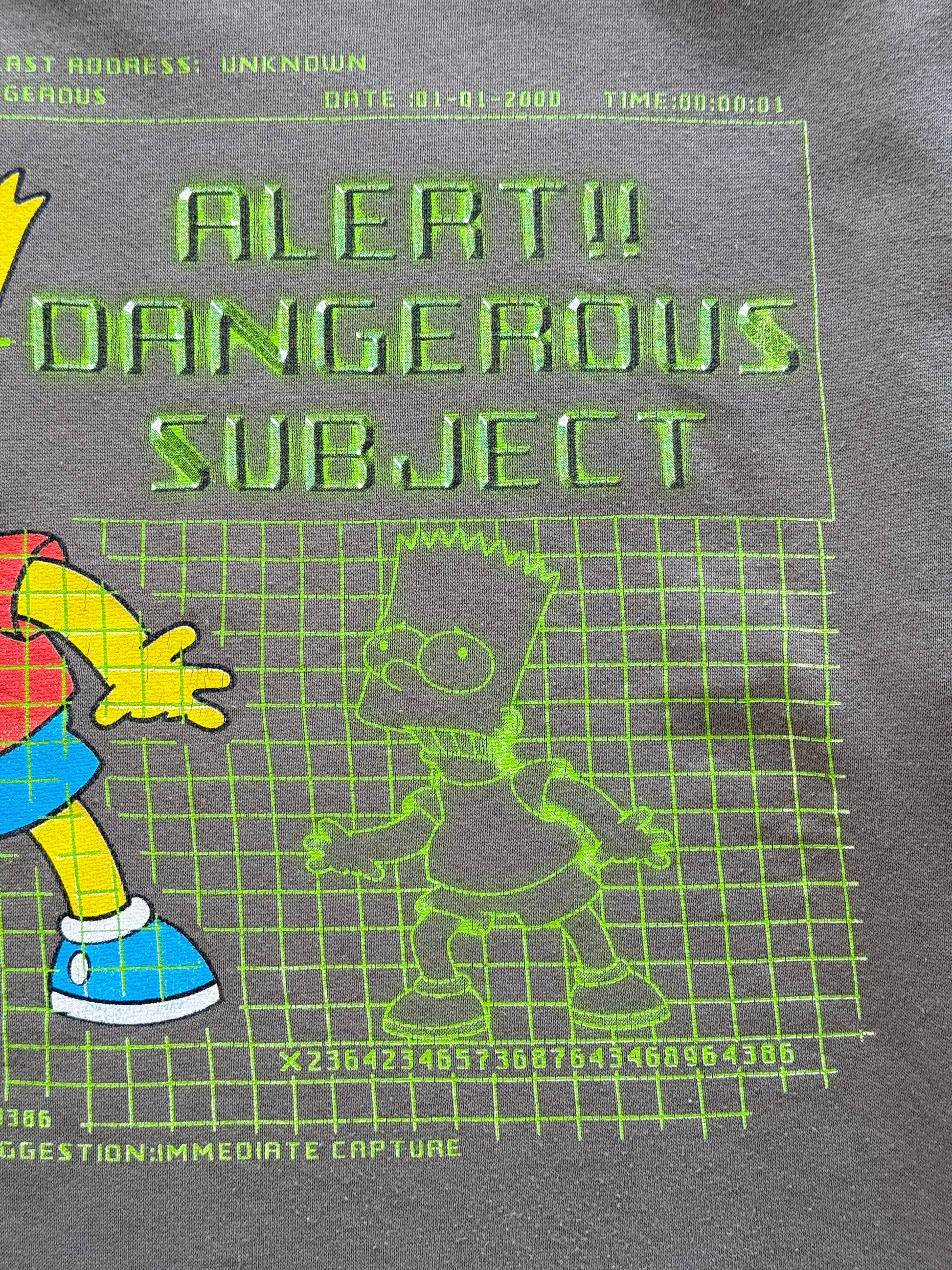 Bart Simpson Alert Dangerous Subject 90's Vintage Sweatshirt - Medium Oversized