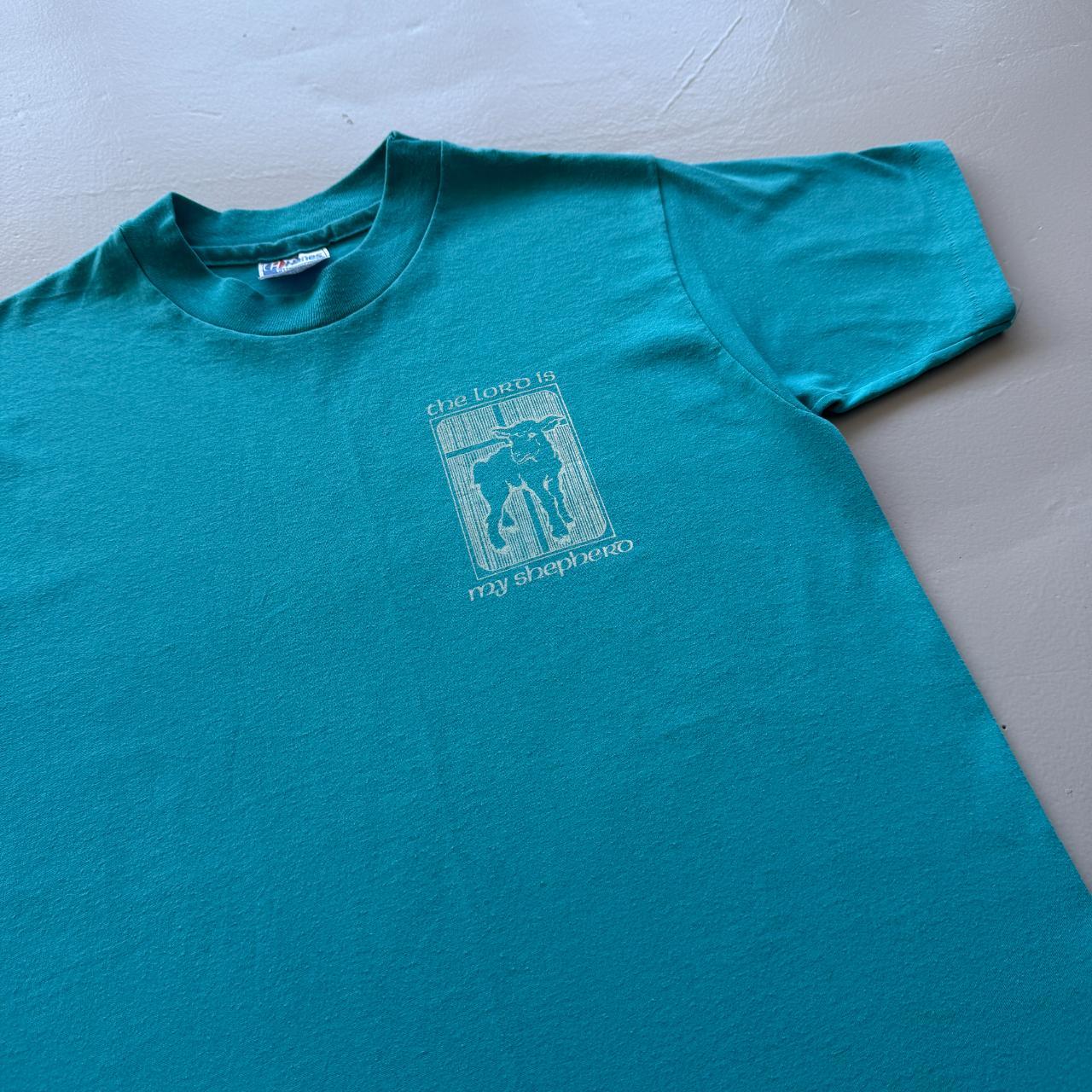 Aqua Blue The Lord Is My Shepard Religious Vintage 90s T-shirt - Small