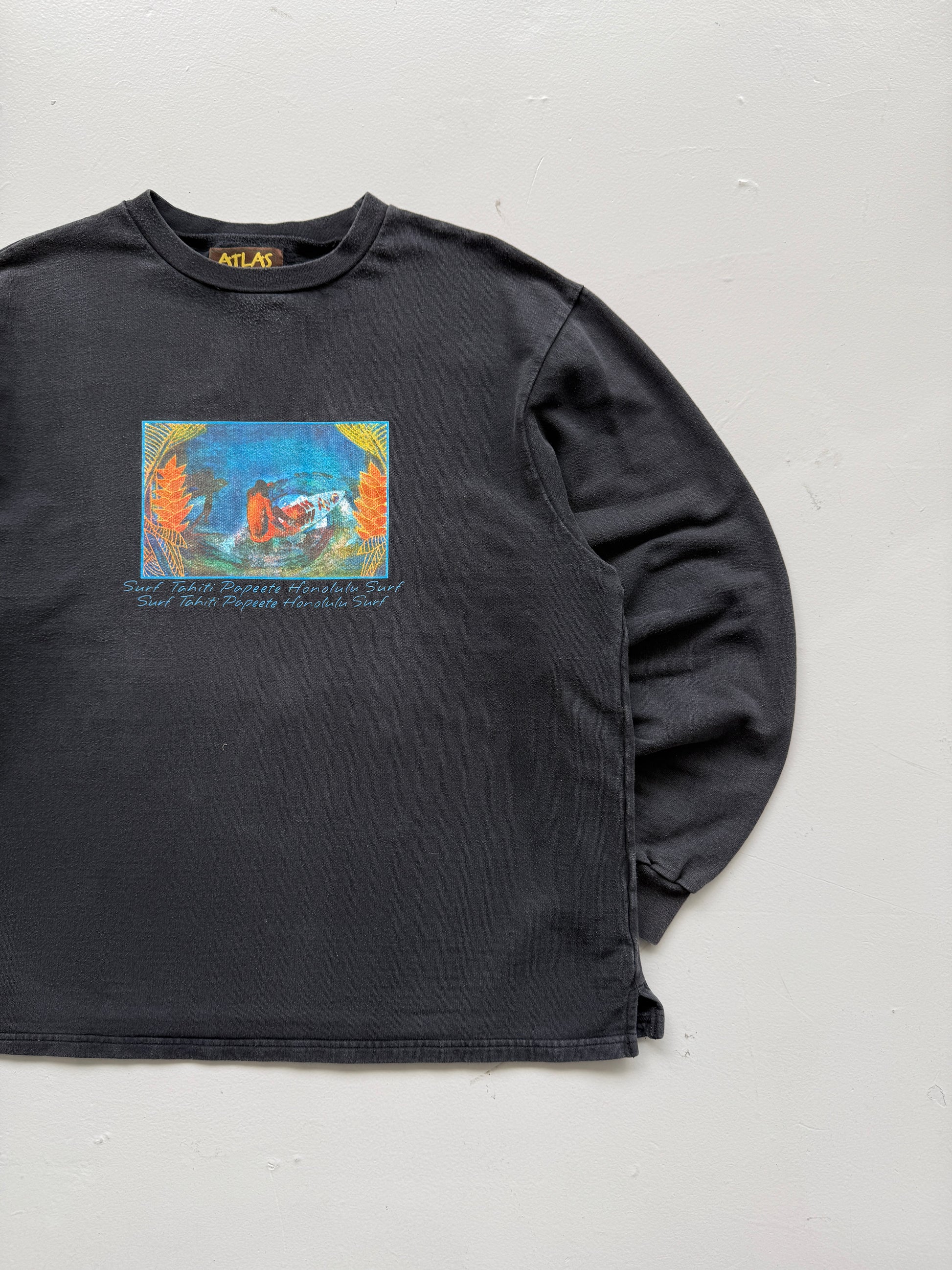 Atlas For Men Surf Tahiti Papeete Honolulu 90's Vintage Sweatshirt - XL