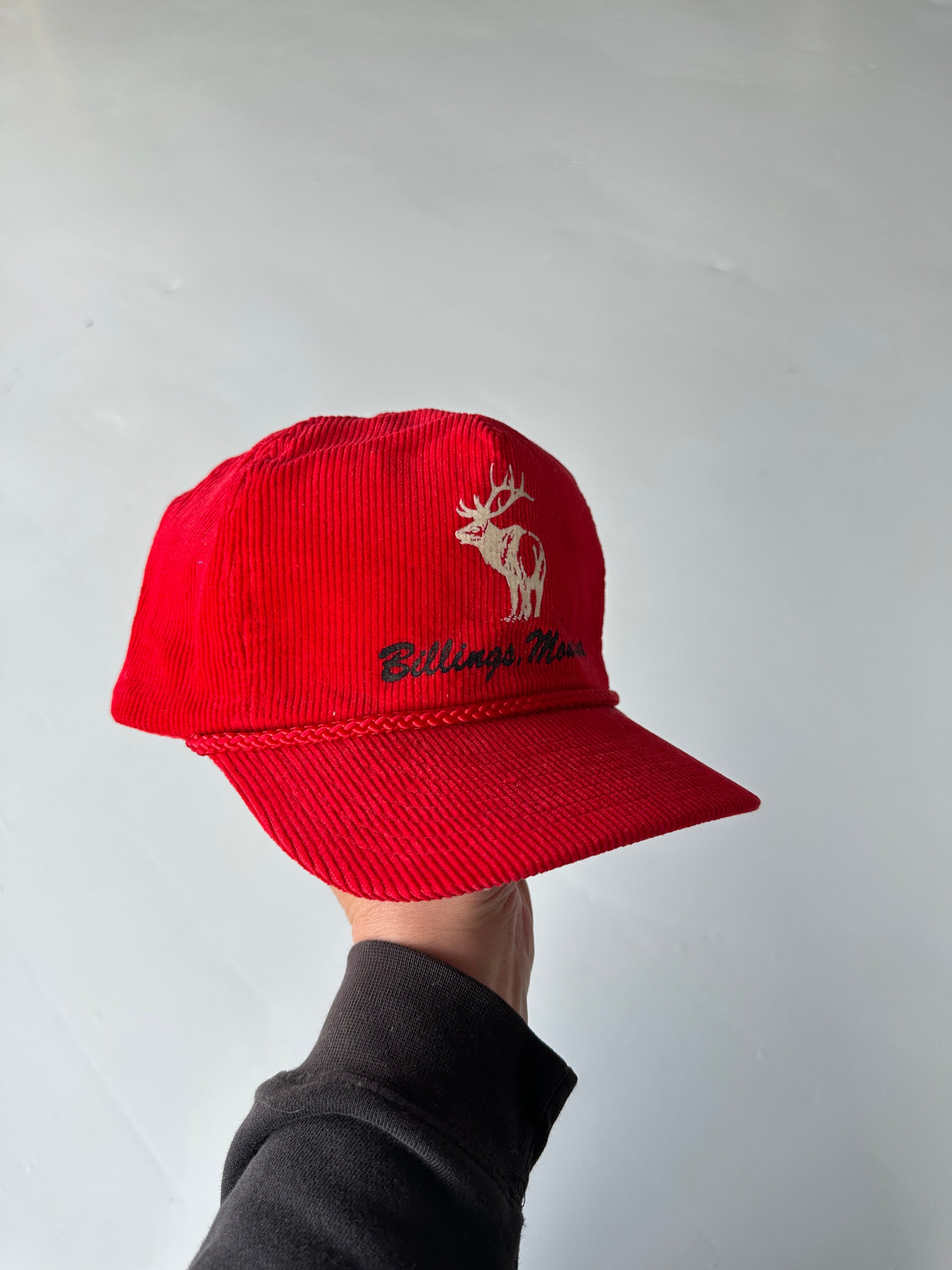 Red Billings Montana Elk Vintage Corduroy SnapBack Cap