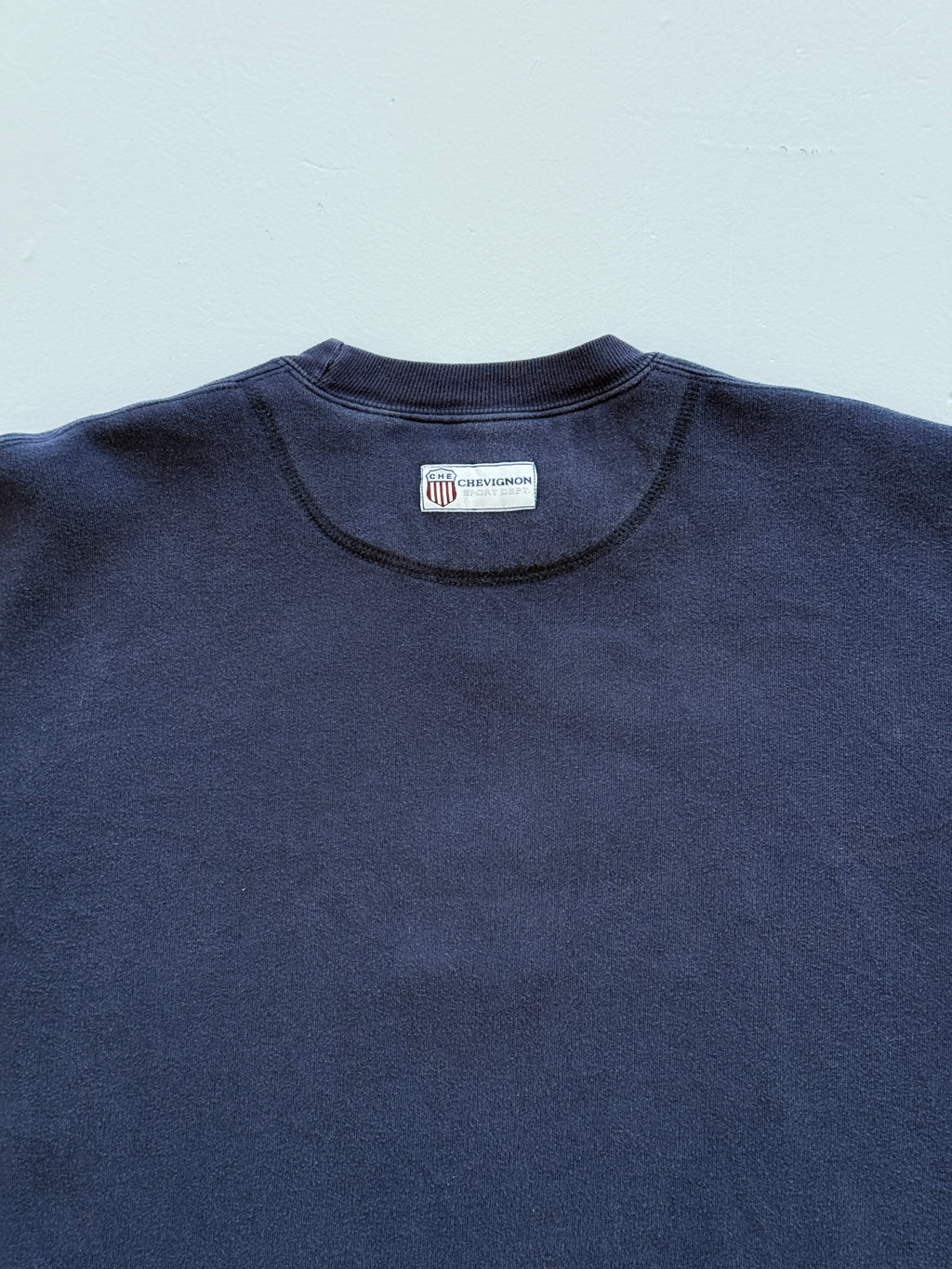 Navy Blue Chevignon 90's Vintage Graphic Sweatshirt Jumper - Medium