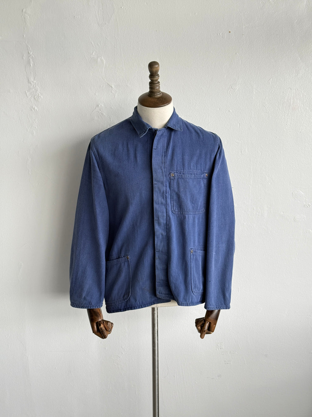 Faded Blue French 1960's Vintage Workwear Chore Jacket CH523 - Small