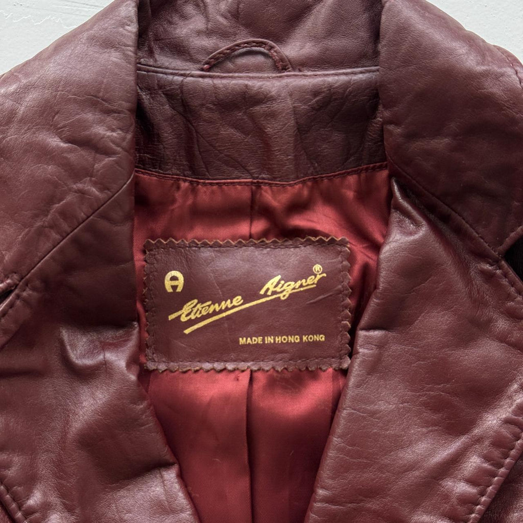 Burgundy Leather Blazer Vintage 90s Jacket - Womens Size 6