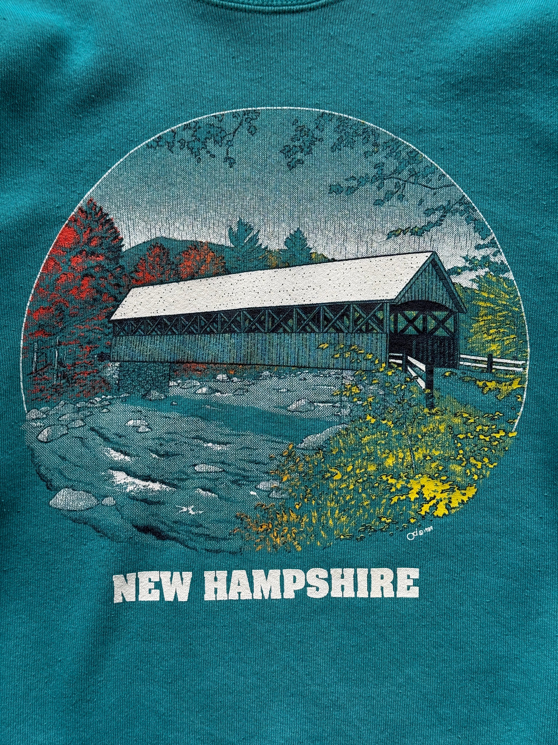 Teal New Hampshire Tourist Vintage Sweatshirt 90's Crewneck - Small