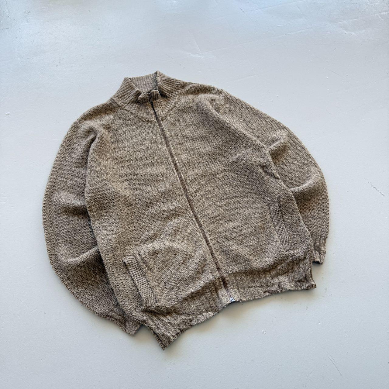 Beige L.L.Bean Full Zip Knitted Jacket 90s Knit Jumper - XXL