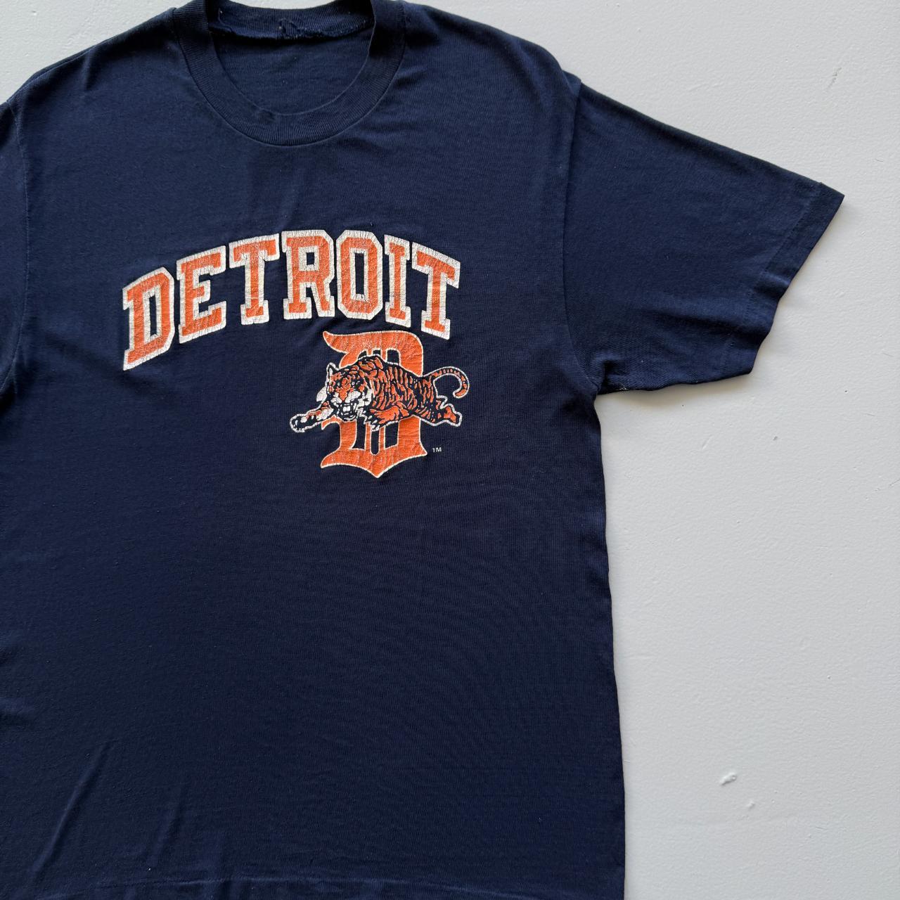 Navy Detroit Tigers American Sports Vintage 80s T-shirt - Medium