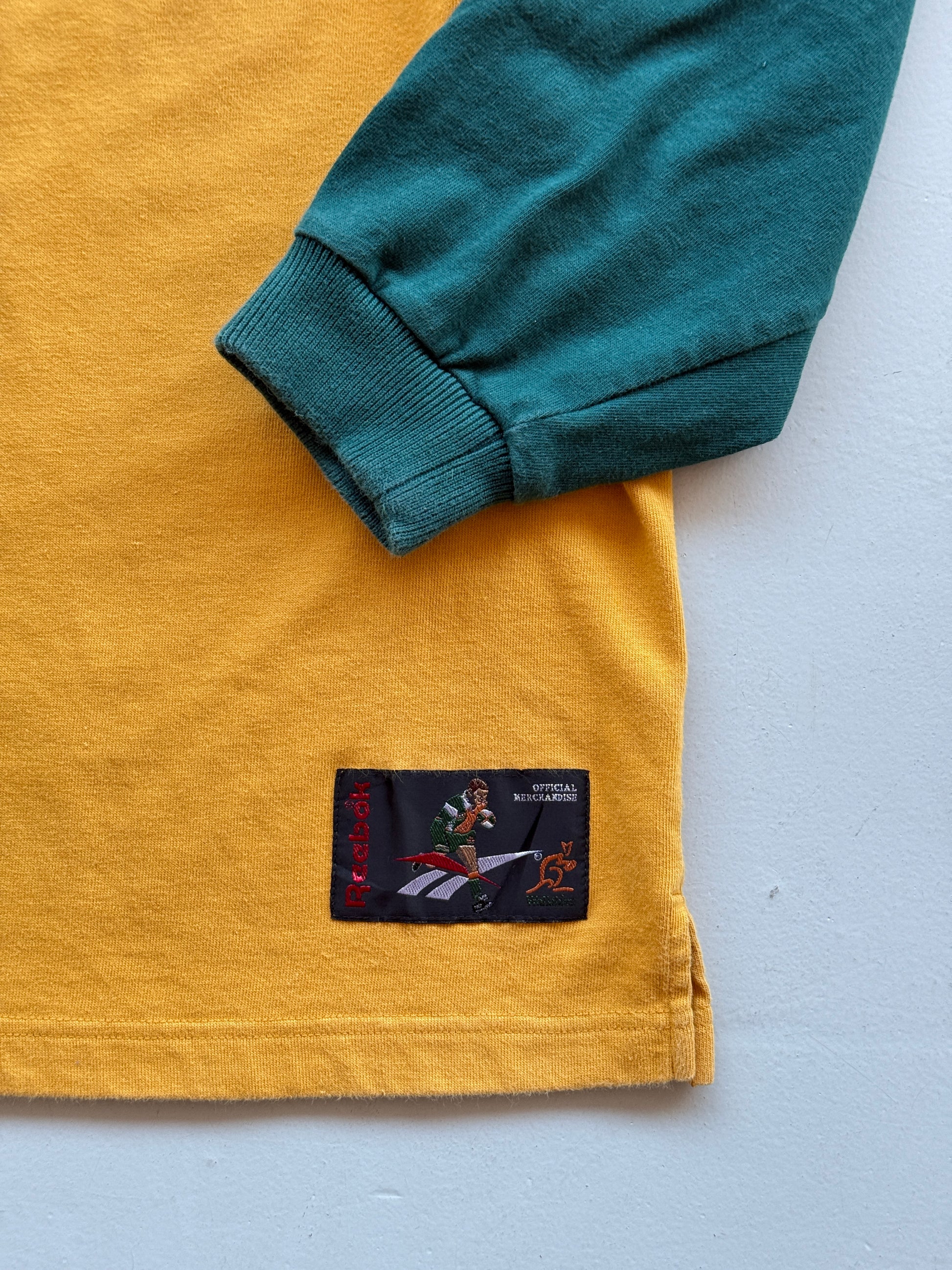 Rare Yellow 1997/98 Australia Rugby Vintage Reebok Wallabies Long Sleeve Polo- L
