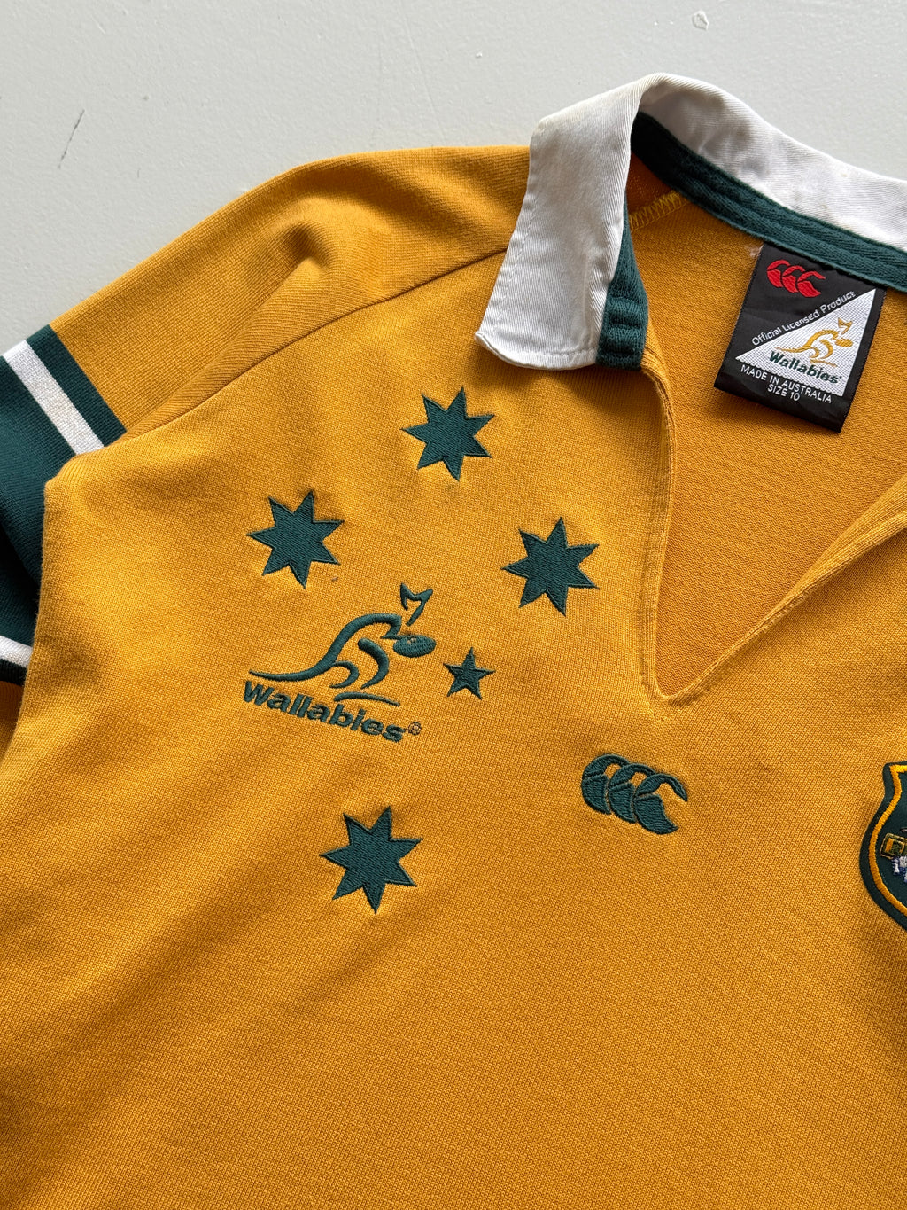 Yellow Australian Rugby 00's Vintage Wallabies Canterbury Kid's Jersey - Age 10