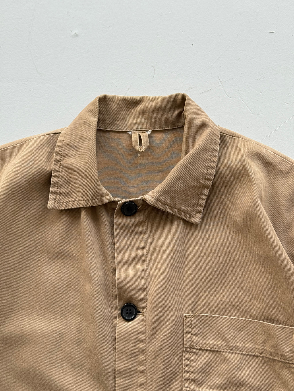 Beige Chore Jacket 90's Vintage Thrashed Workwear CH103 - Medium