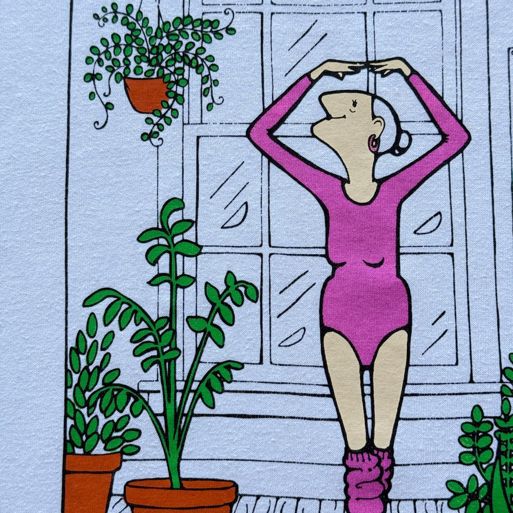 White Aging Gracefully Cartoon Vintage 90s T-shirt - Large