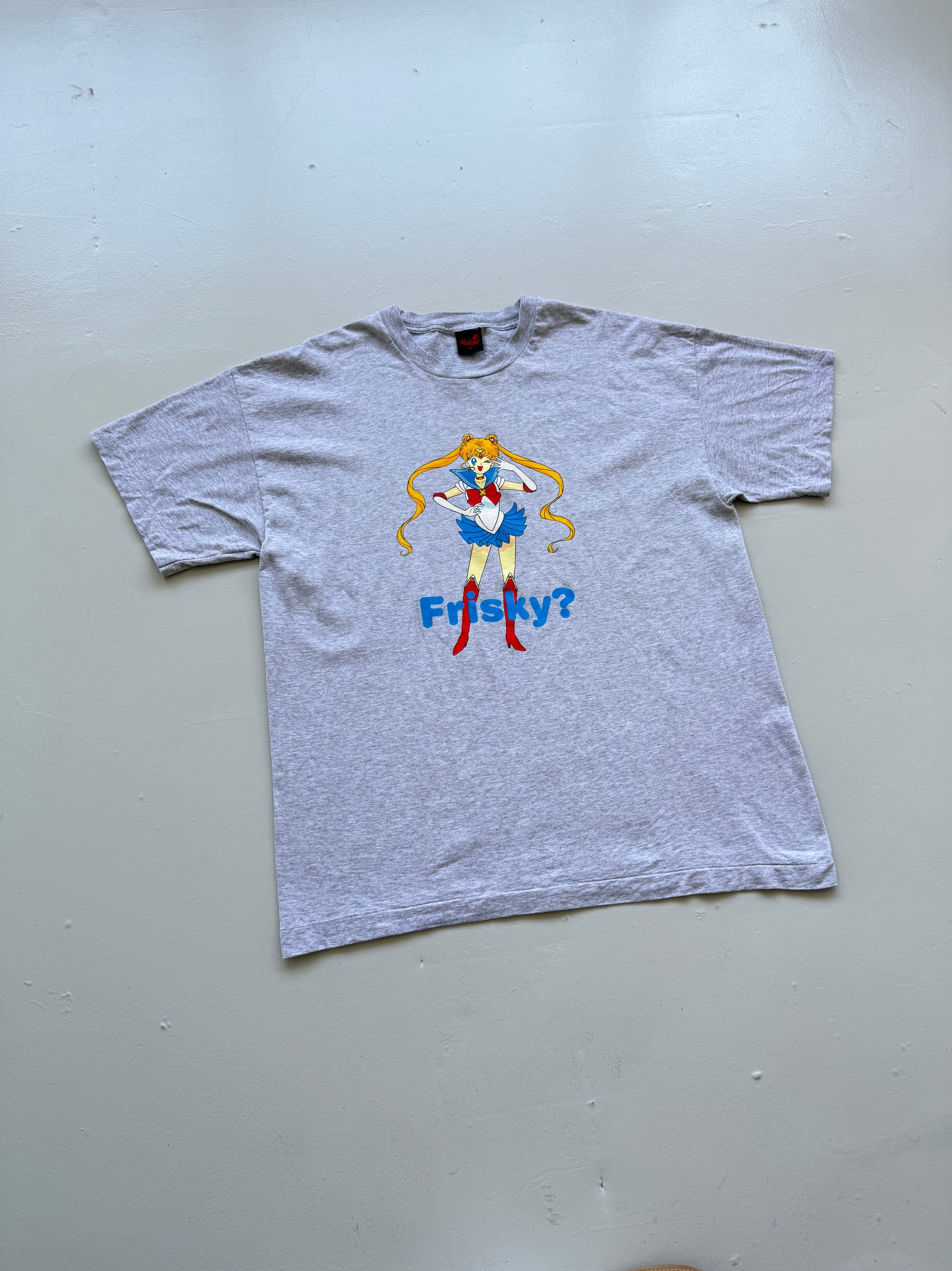 Grey Sailor Moon Frisky 90's Vintage Rare Single Stitch Graphic T-Shirt - XL