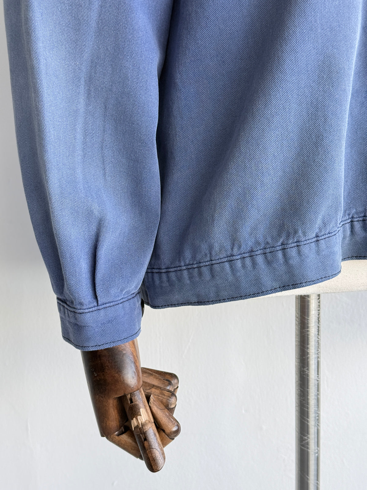 Thrashed Blue French 1960s Vintage Workwear Chore Jacket CH494 - Small