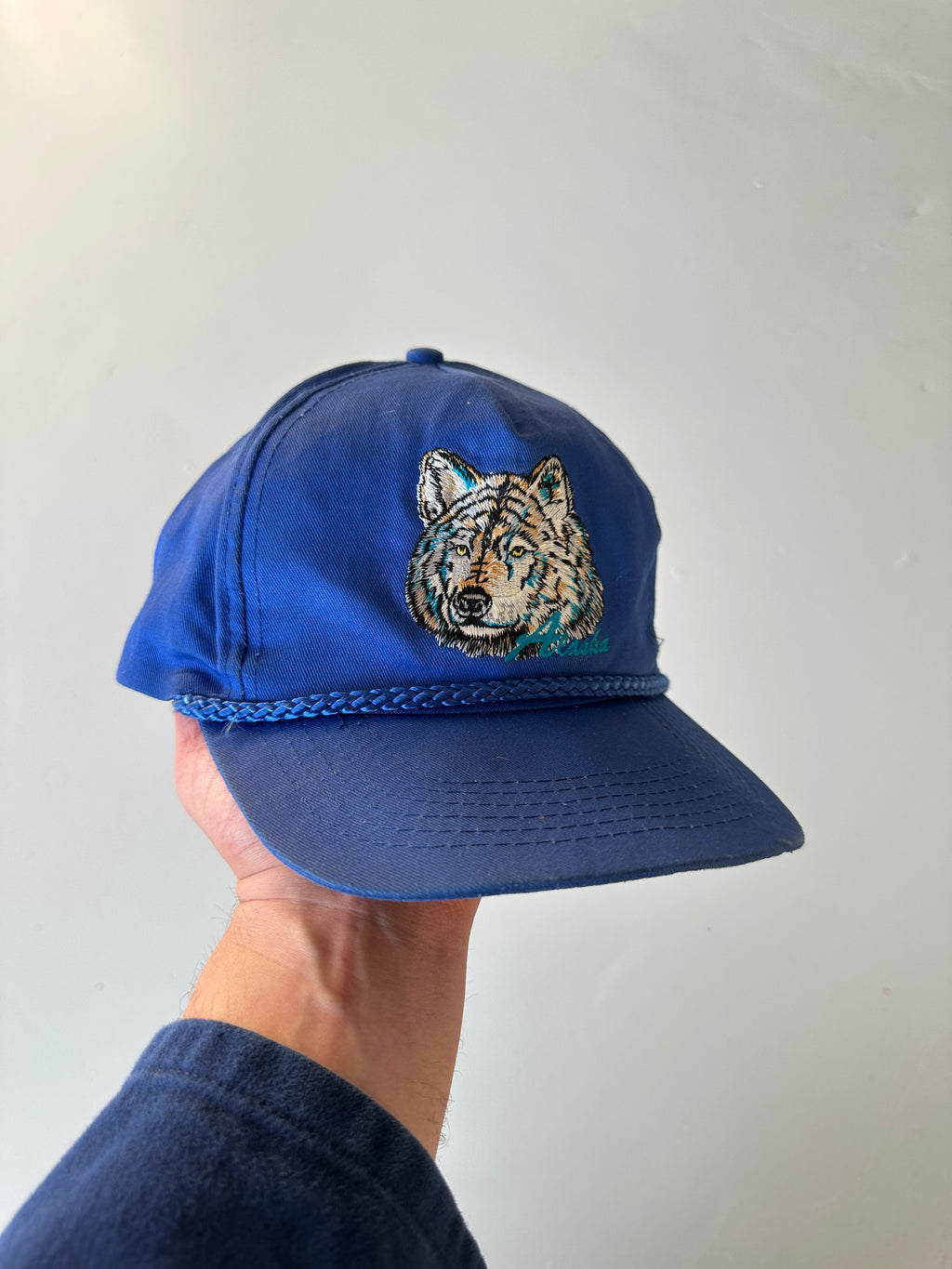 Blue Alaska Wolf Embroidered  Vintage 90's SnapBack Trucker Cap