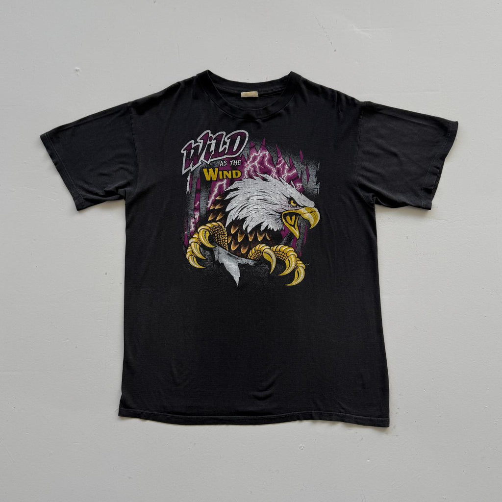 Black Wild as the Wind 90s Vintage Eagle Graphic T-Shirt - XL